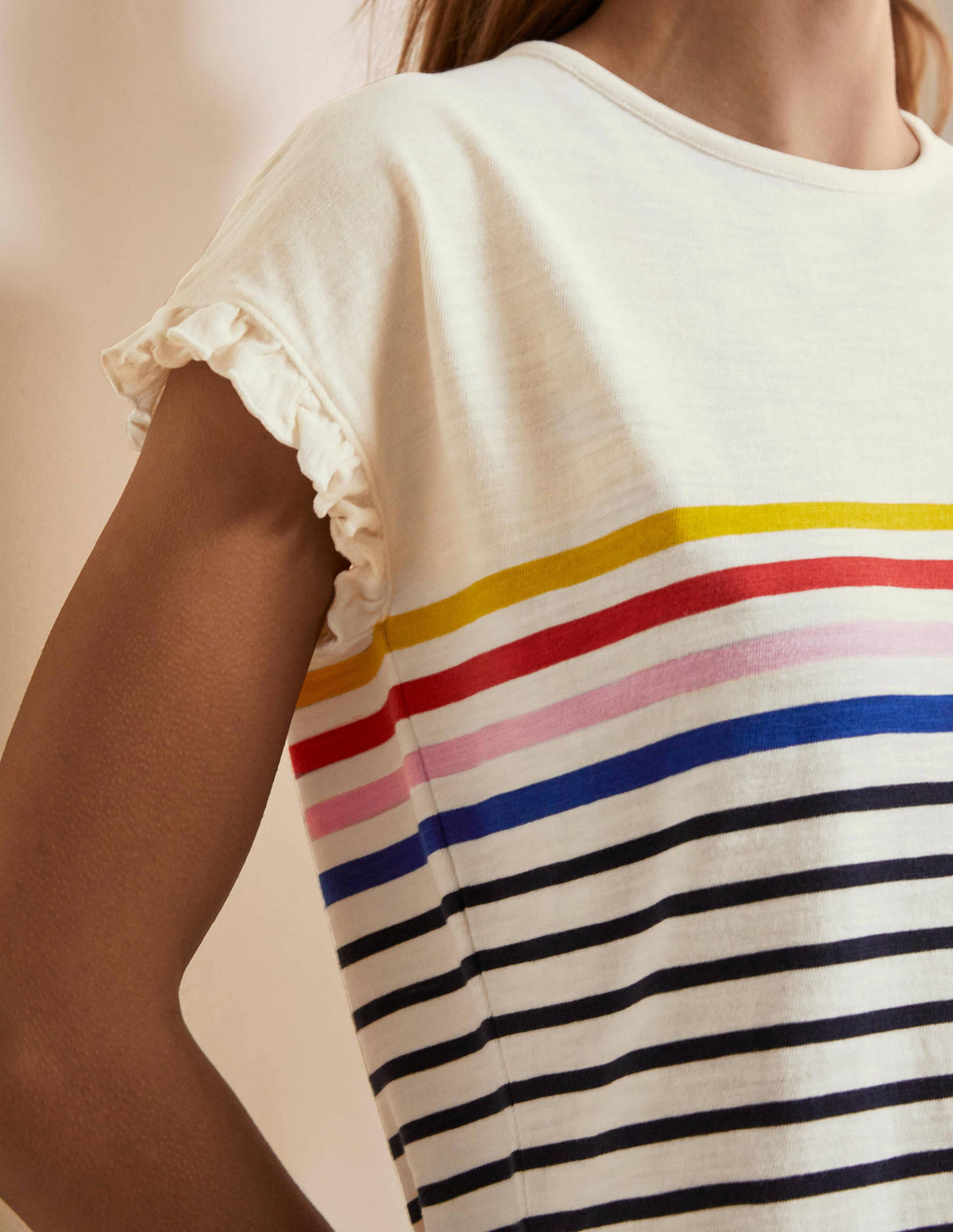 Faye Jersey T-shirt Dress-Ivory, Multi Stripe-4