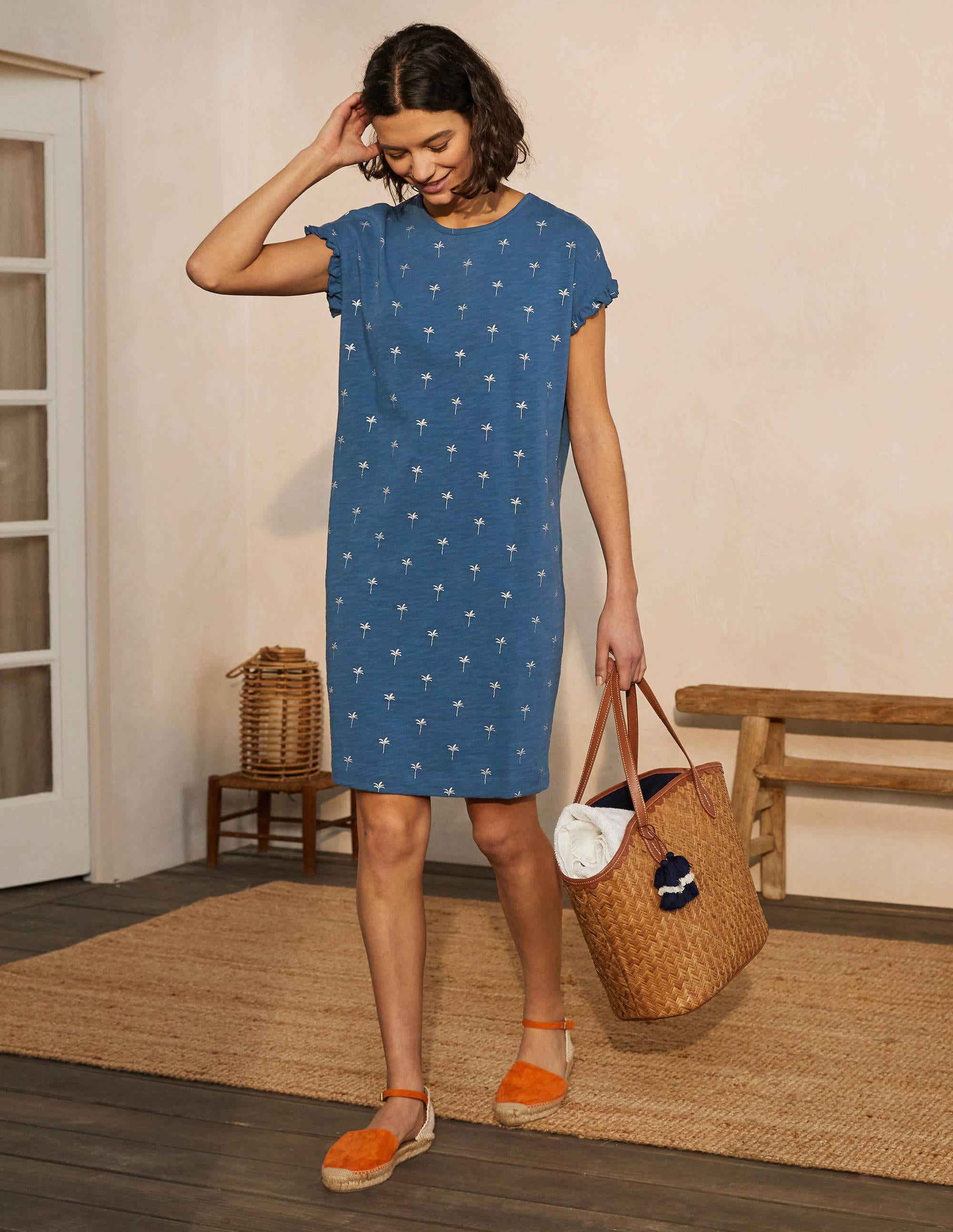 Faye Jersey T-shirt Dress-Aircraft, Rainforest Stamp - Image 2