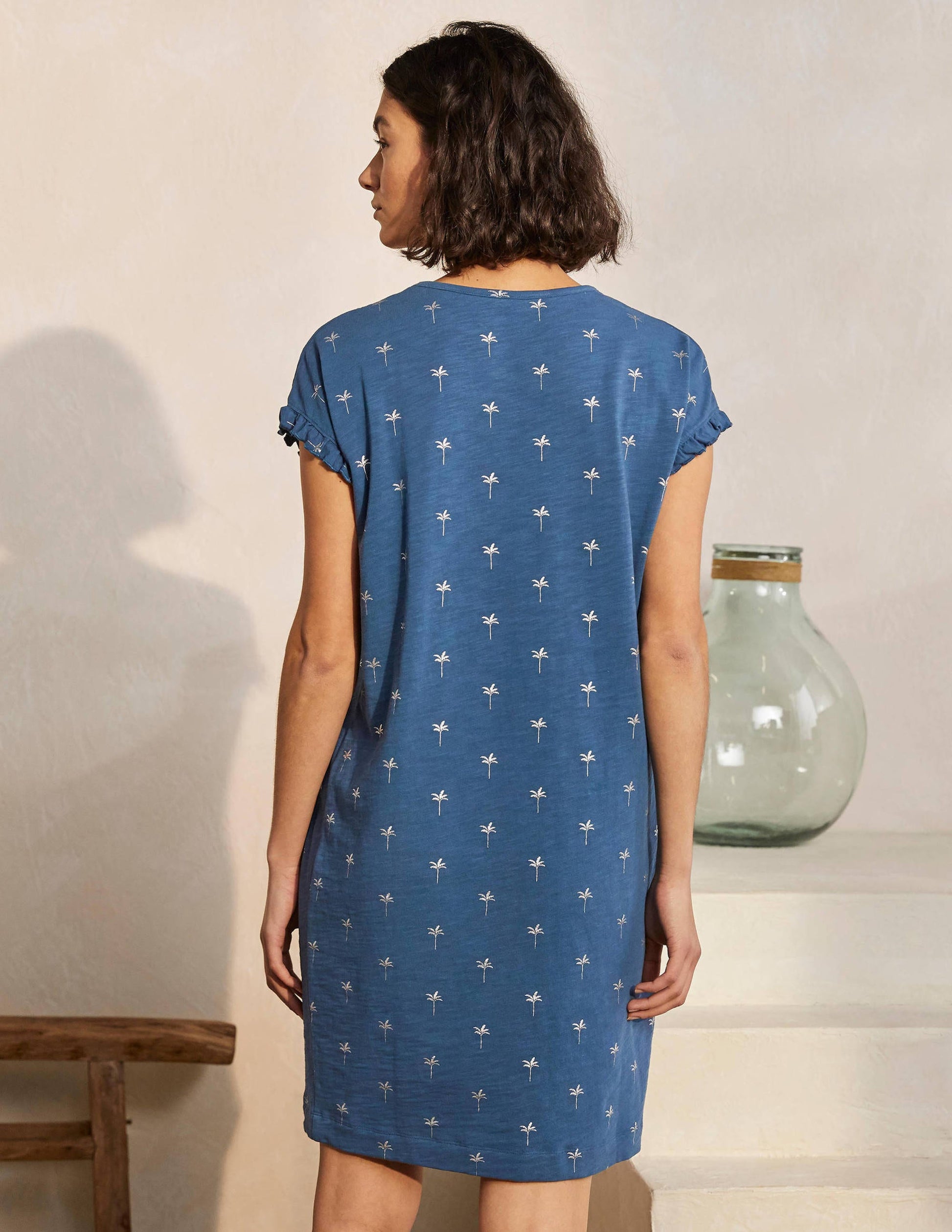 Faye Jersey T-shirt Dress-Aircraft, Rainforest Stamp-3
