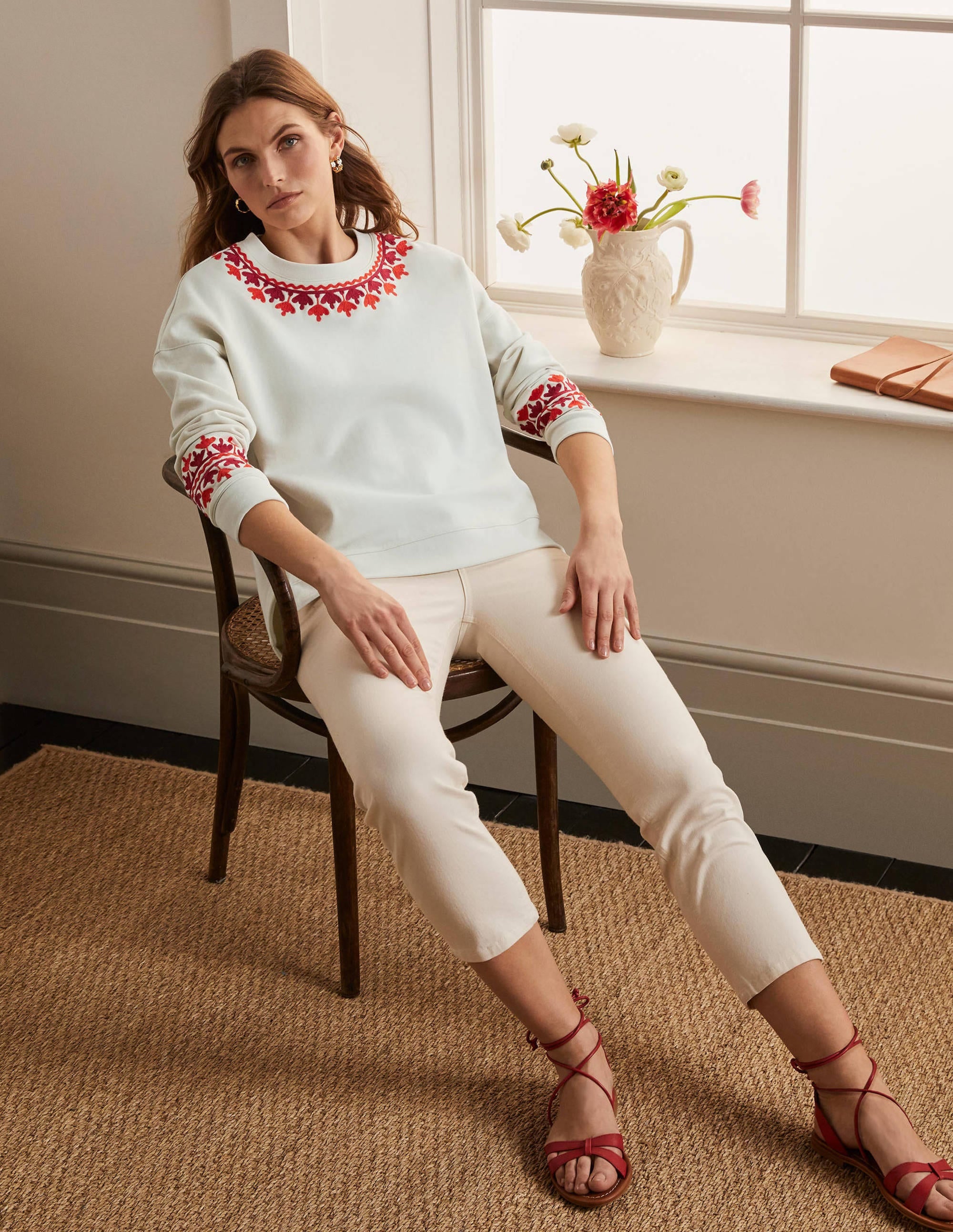 Interest Sweatshirt-Ivory, Embroidered - Image 2