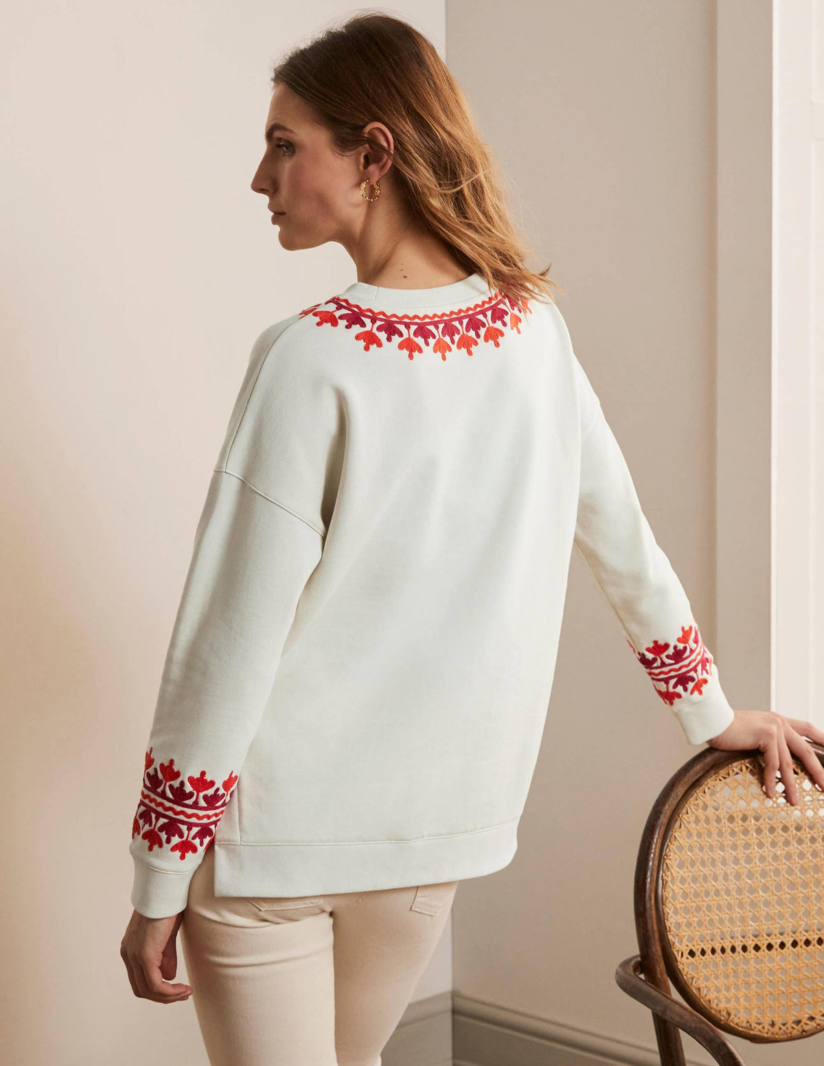 Interest Sweatshirt-Ivory, Embroidered - Image 3