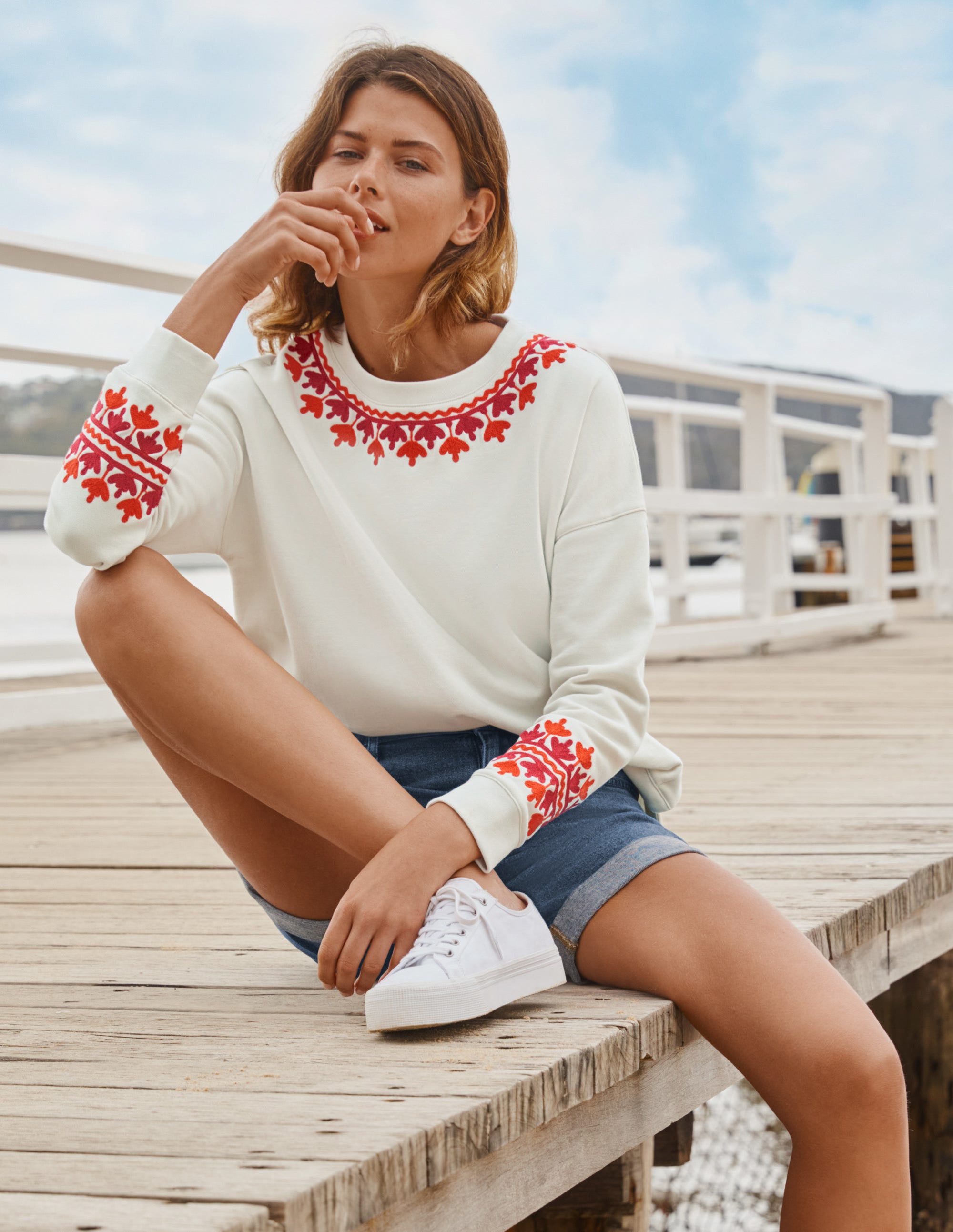 Interest Sweatshirt-Ivory, Embroidered - Image 5