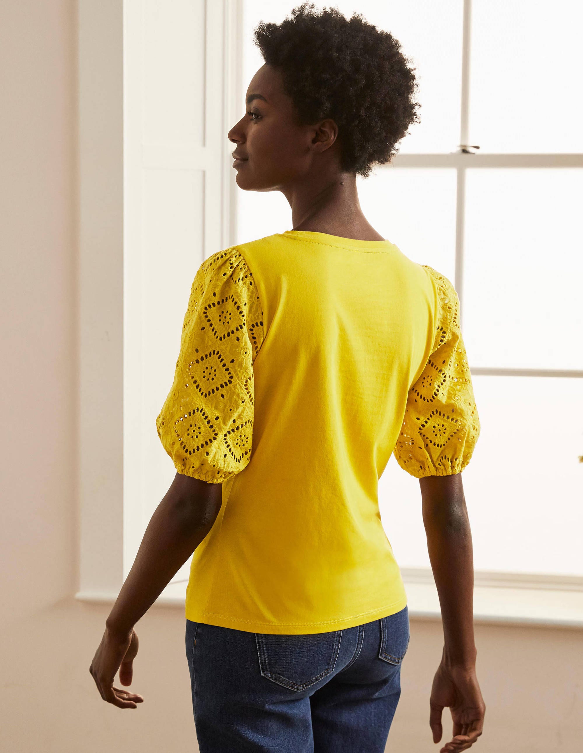 Abigail Puff Sleeve Jersey Top-Daffodil - Image 3