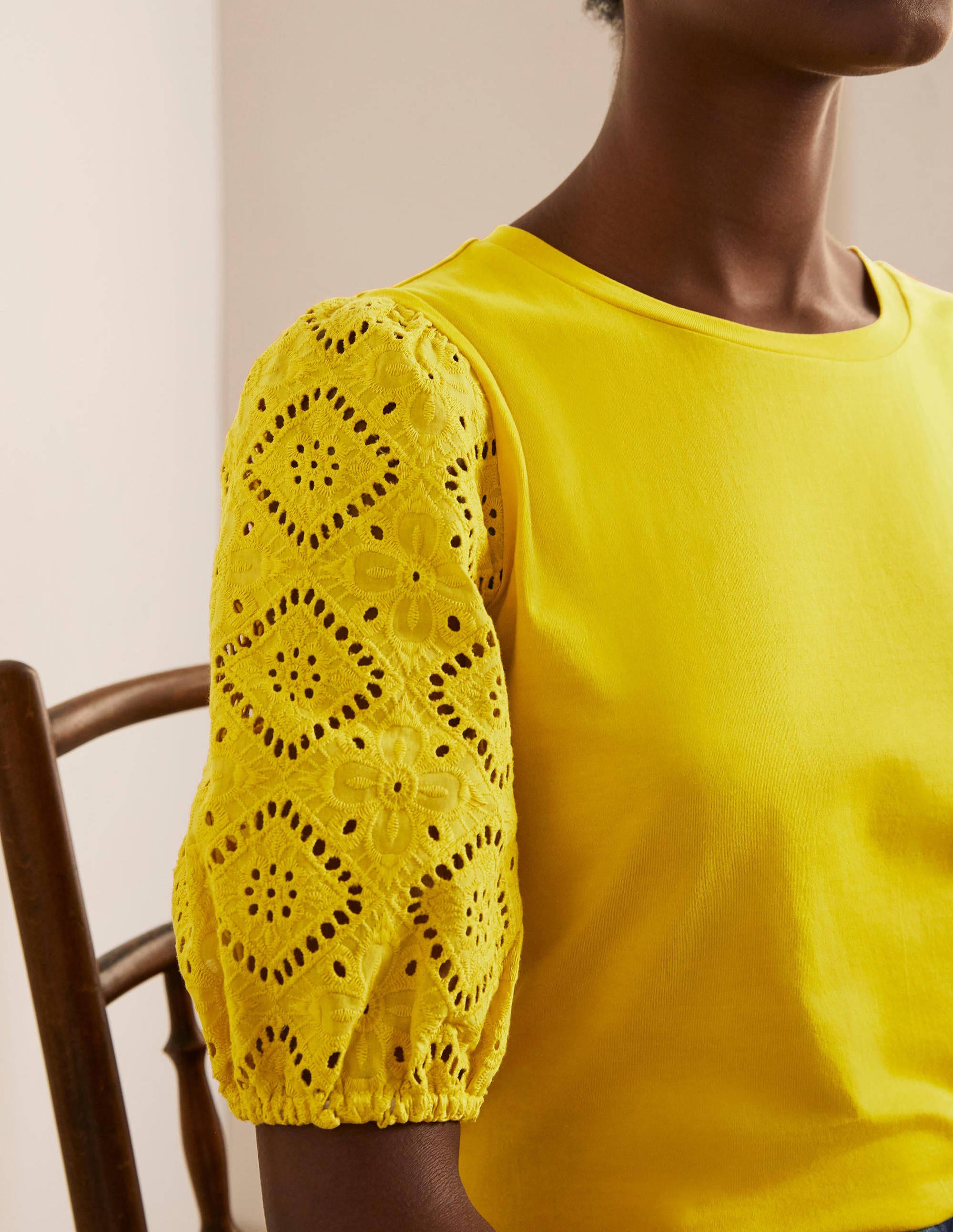 Abigail Puff Sleeve Jersey Top-Daffodil - Image 4