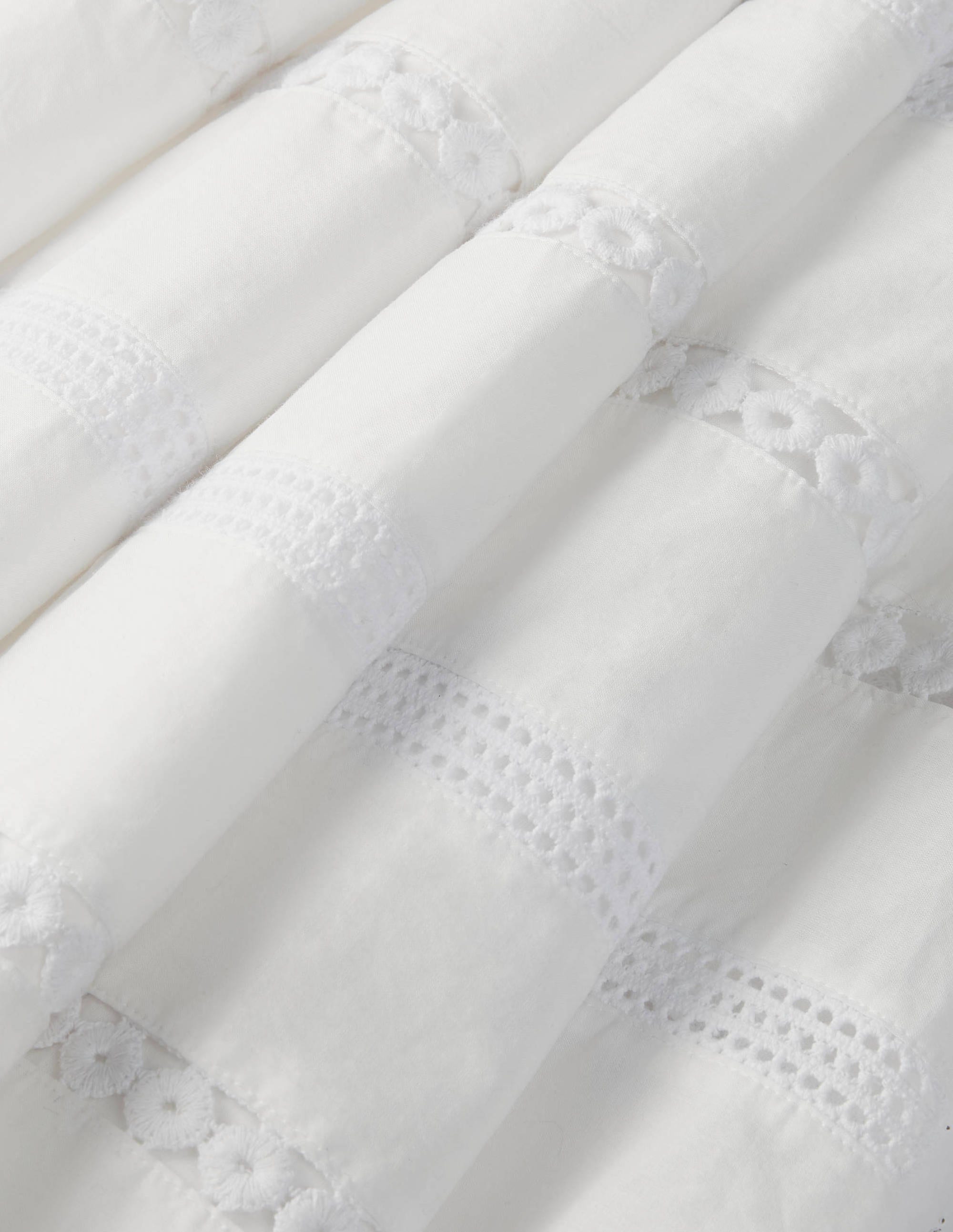 Woven Mix Trim Detail Dress-White - Image 6