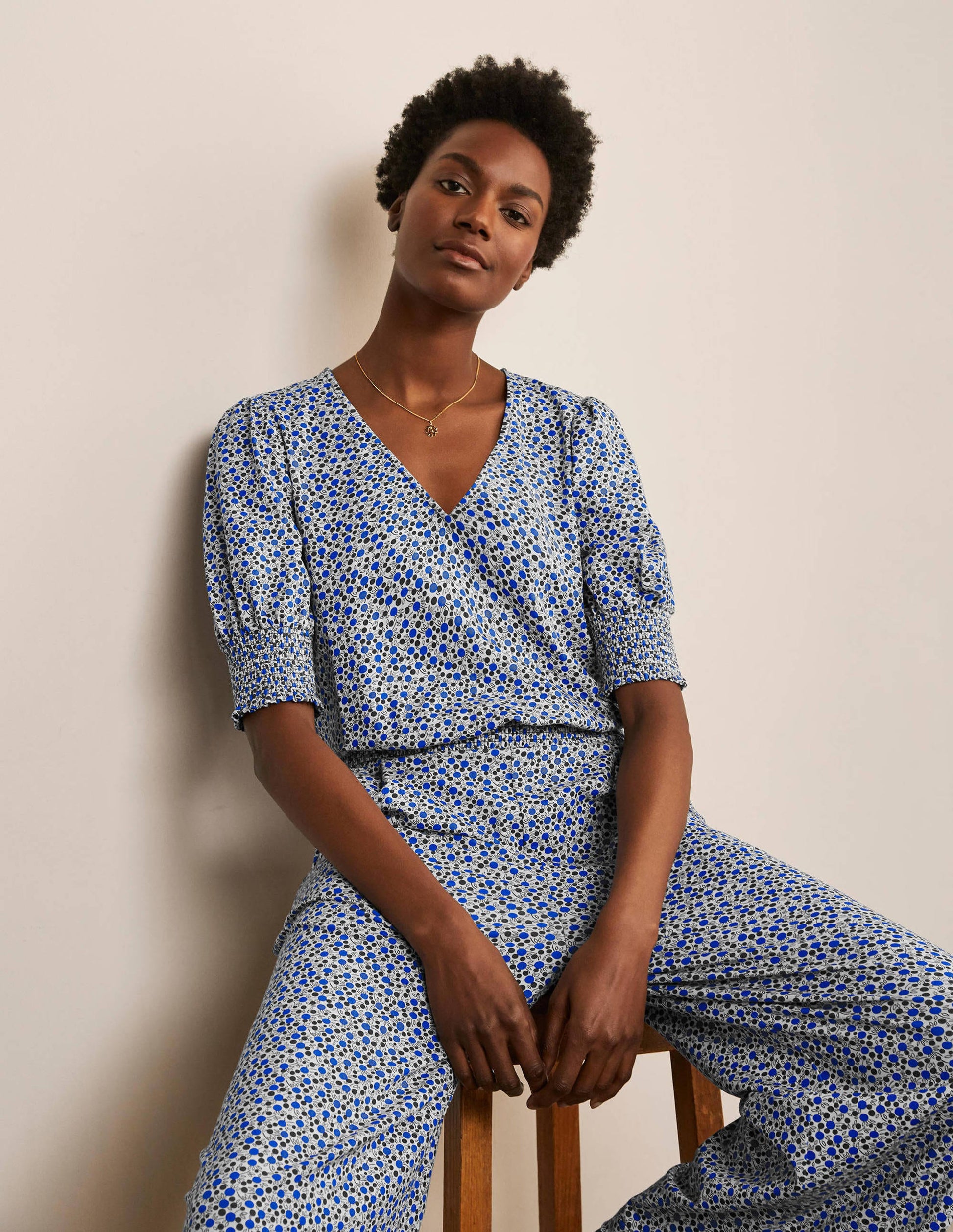 Estella Jersey Jumpsuit-Ivory, Meadow Spot-2
