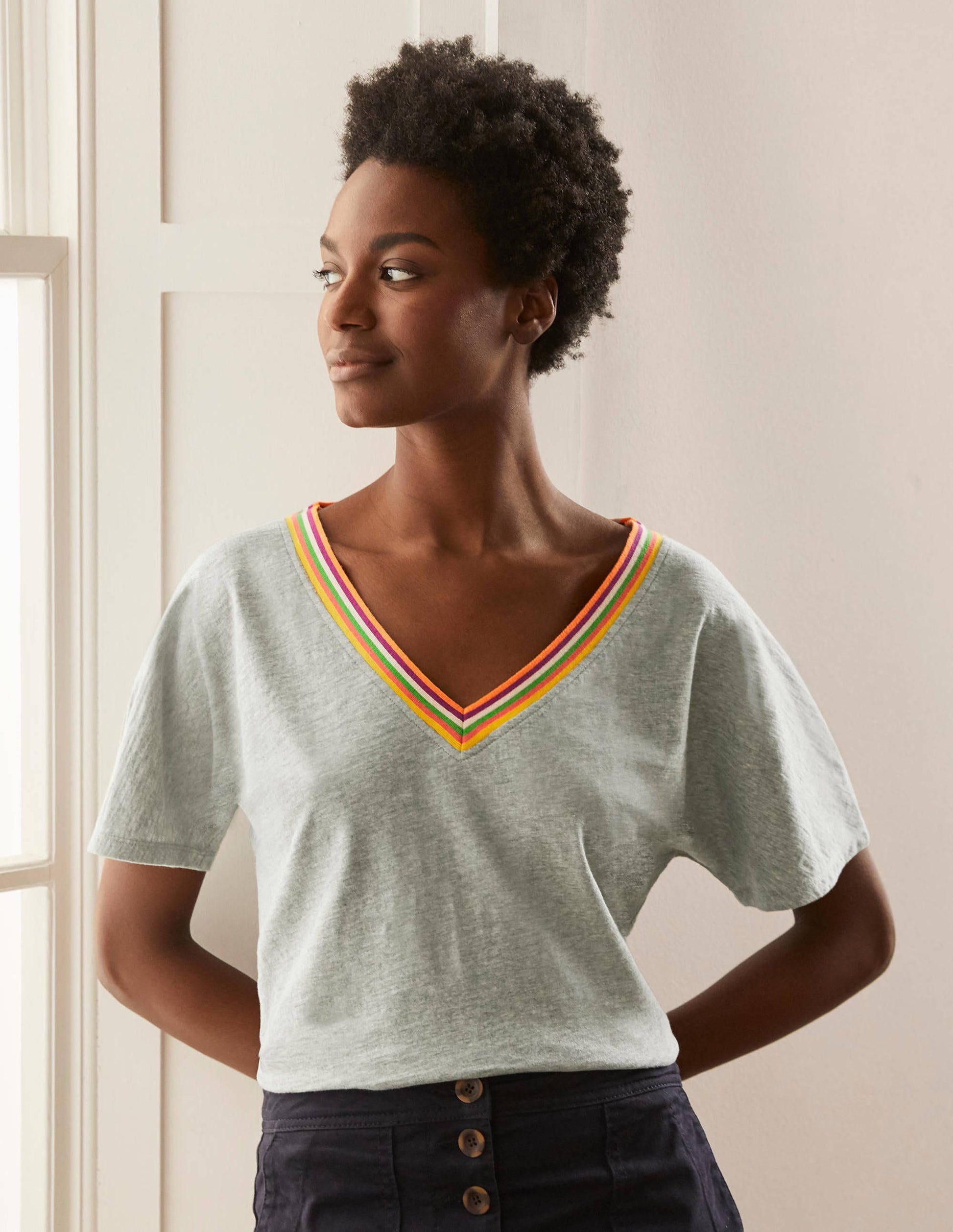 Beatrice Jersey Top-Grey Marl-1