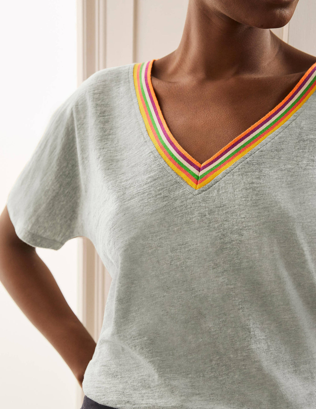 Beatrice Jersey Top-Grey Marl - Image 4