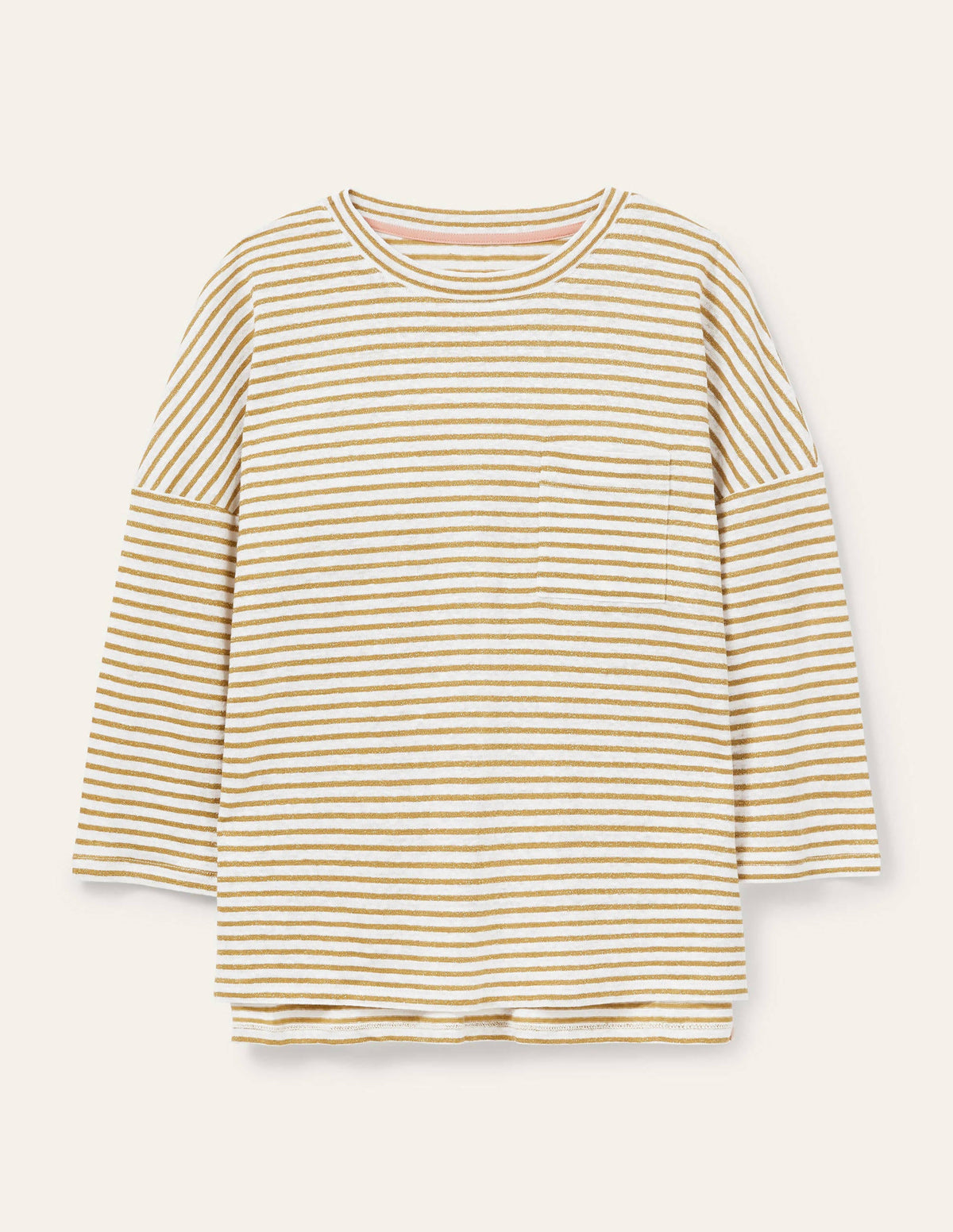 Ottilie Linen Jersey Top-Gold/ Ivory - Image 5