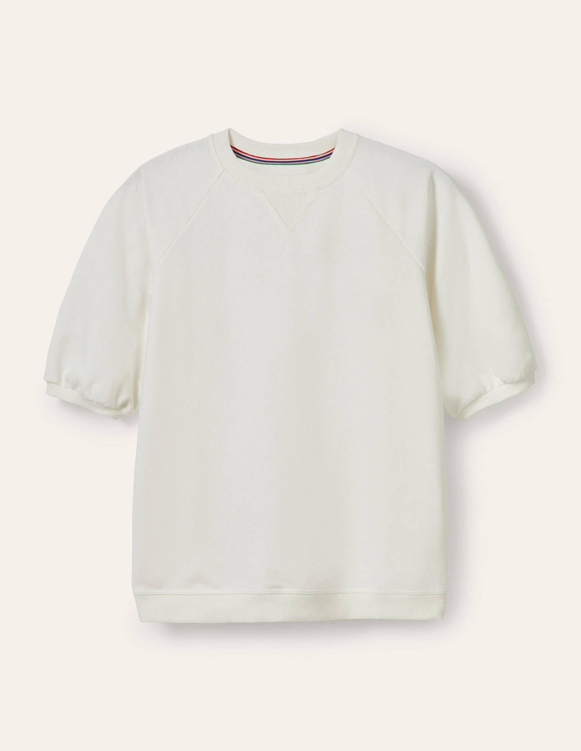 Short Puff Sleeve Sweatshirt-Ivory-5