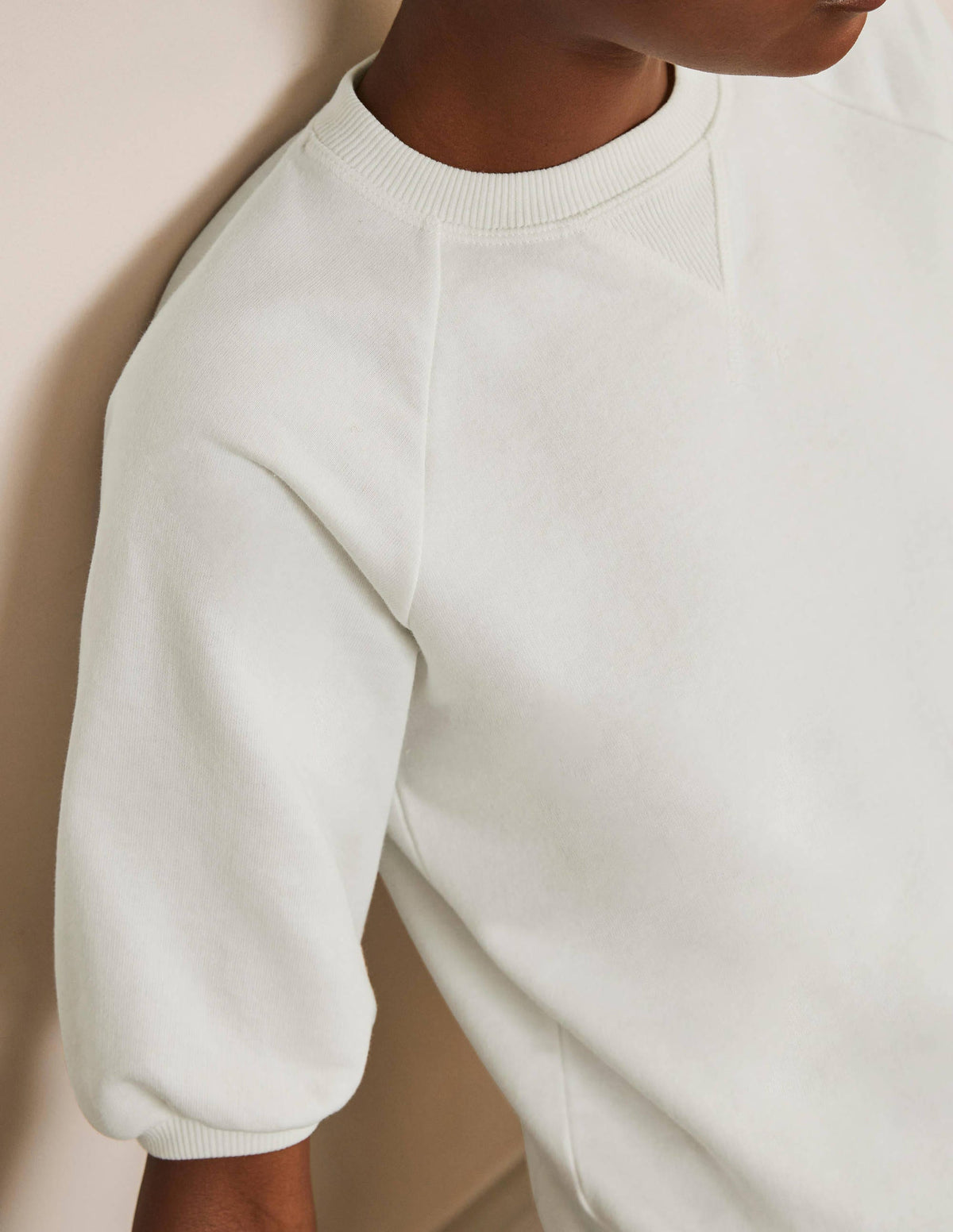 Short Puff Sleeve Sweatshirt-Ivory-4