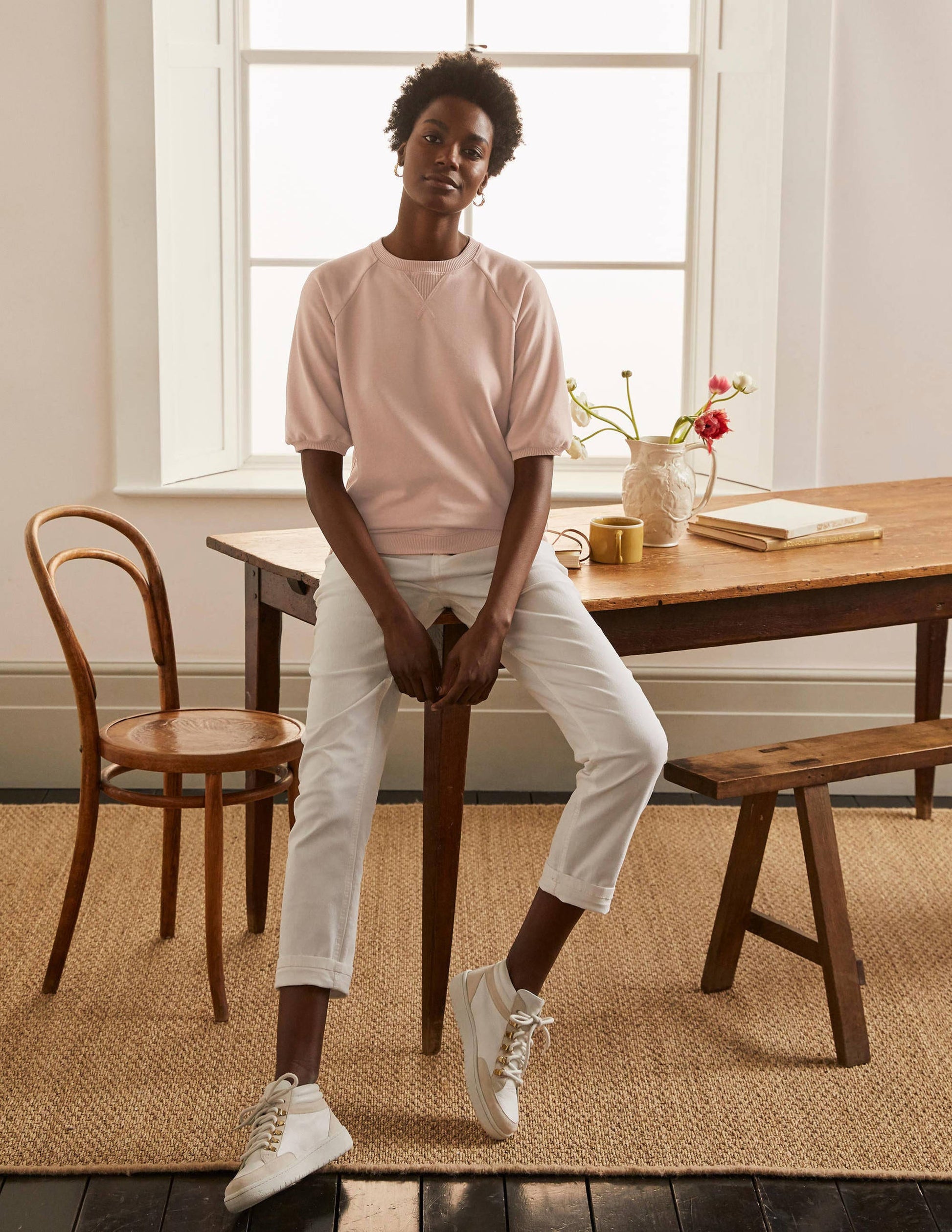 Short Puff Sleeve Sweatshirt-Milkshake-2