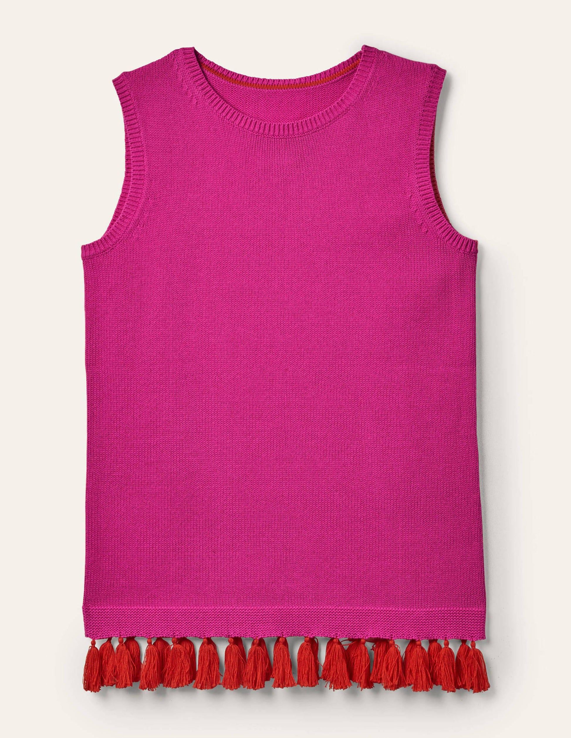 Avington Cotton Tassel Vest-Pop Pansy-5