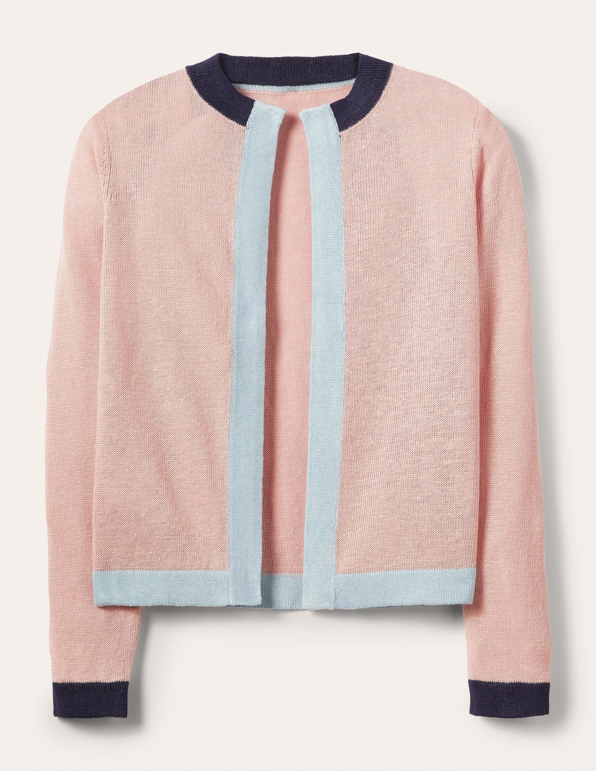 Stripe Trim Linen Cardigan-Milkshake Colourblock - Image 6