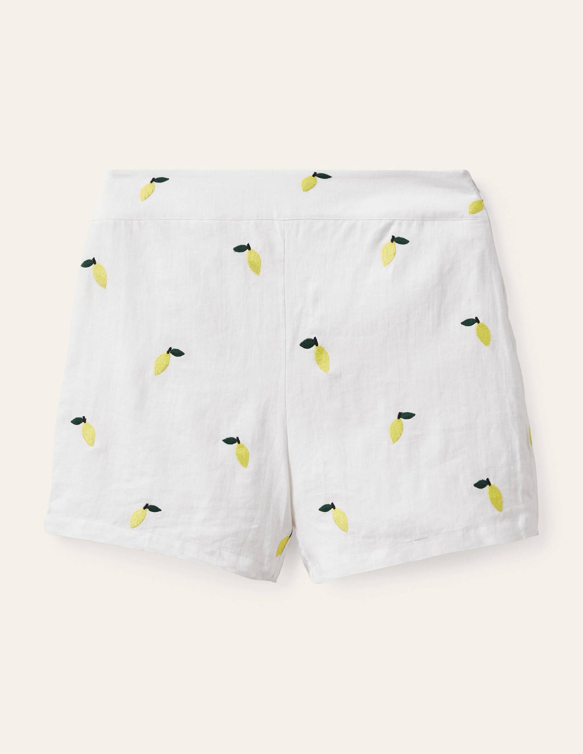 Hornsea Linen Shorts-White with Lemons-6