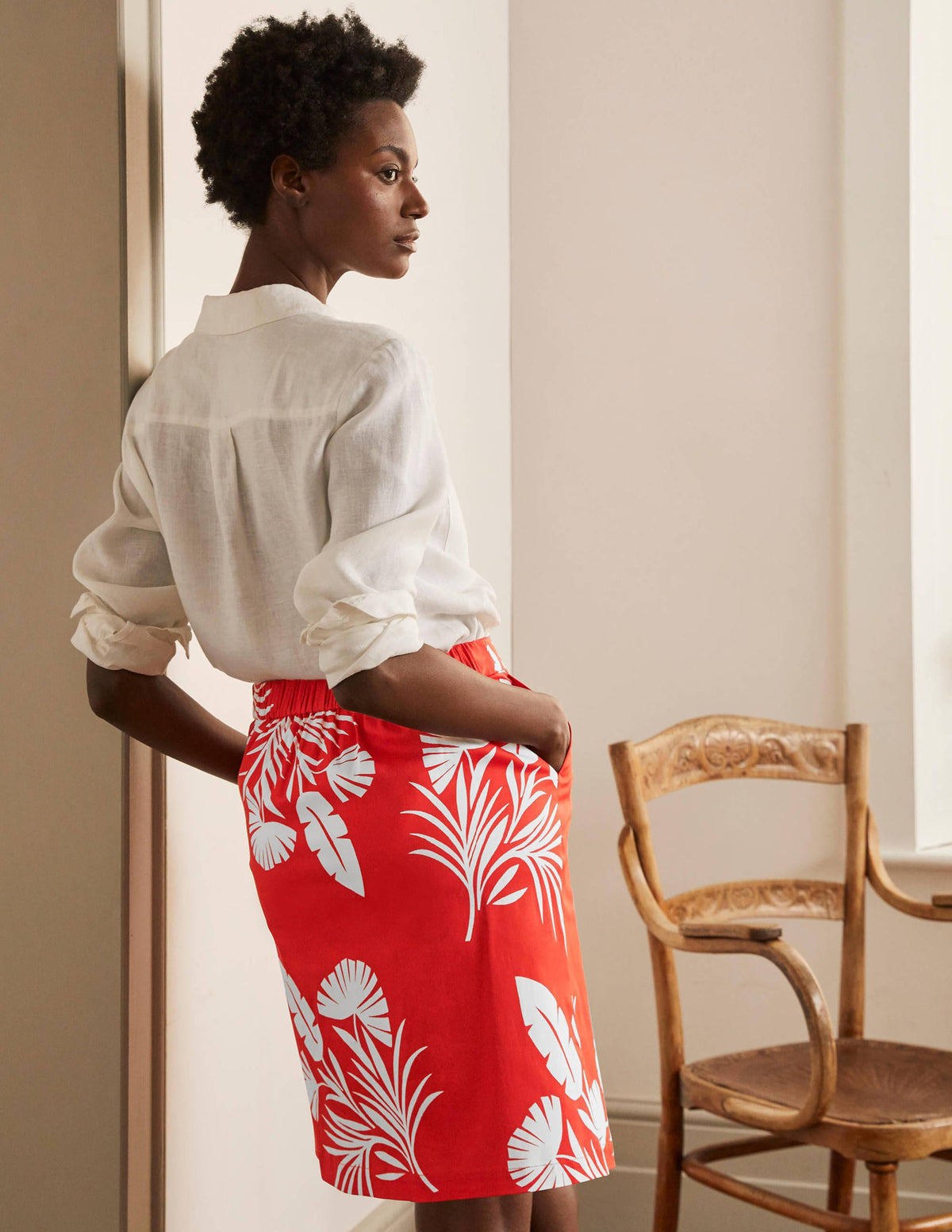 Danby Pull On Mini Skirt-Cherry Red, Jungle Bouquet - Image 2