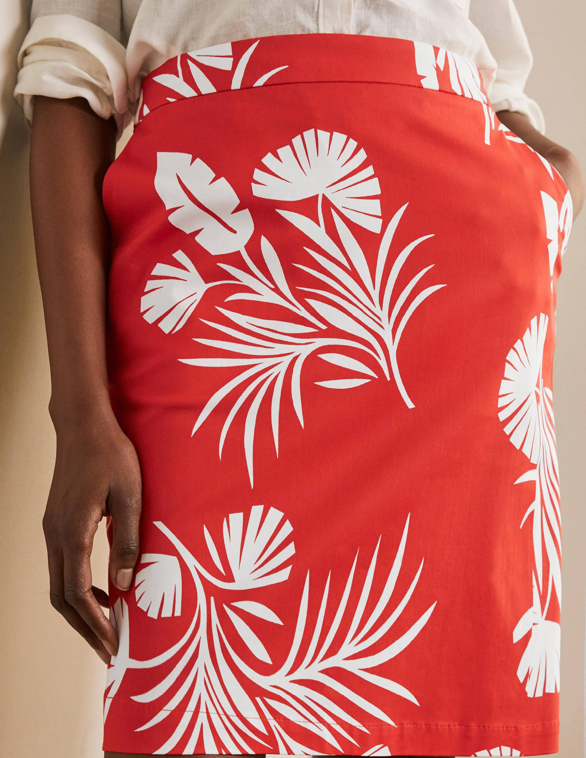 Danby Pull On Mini Skirt-Cherry Red, Jungle Bouquet - Image 3