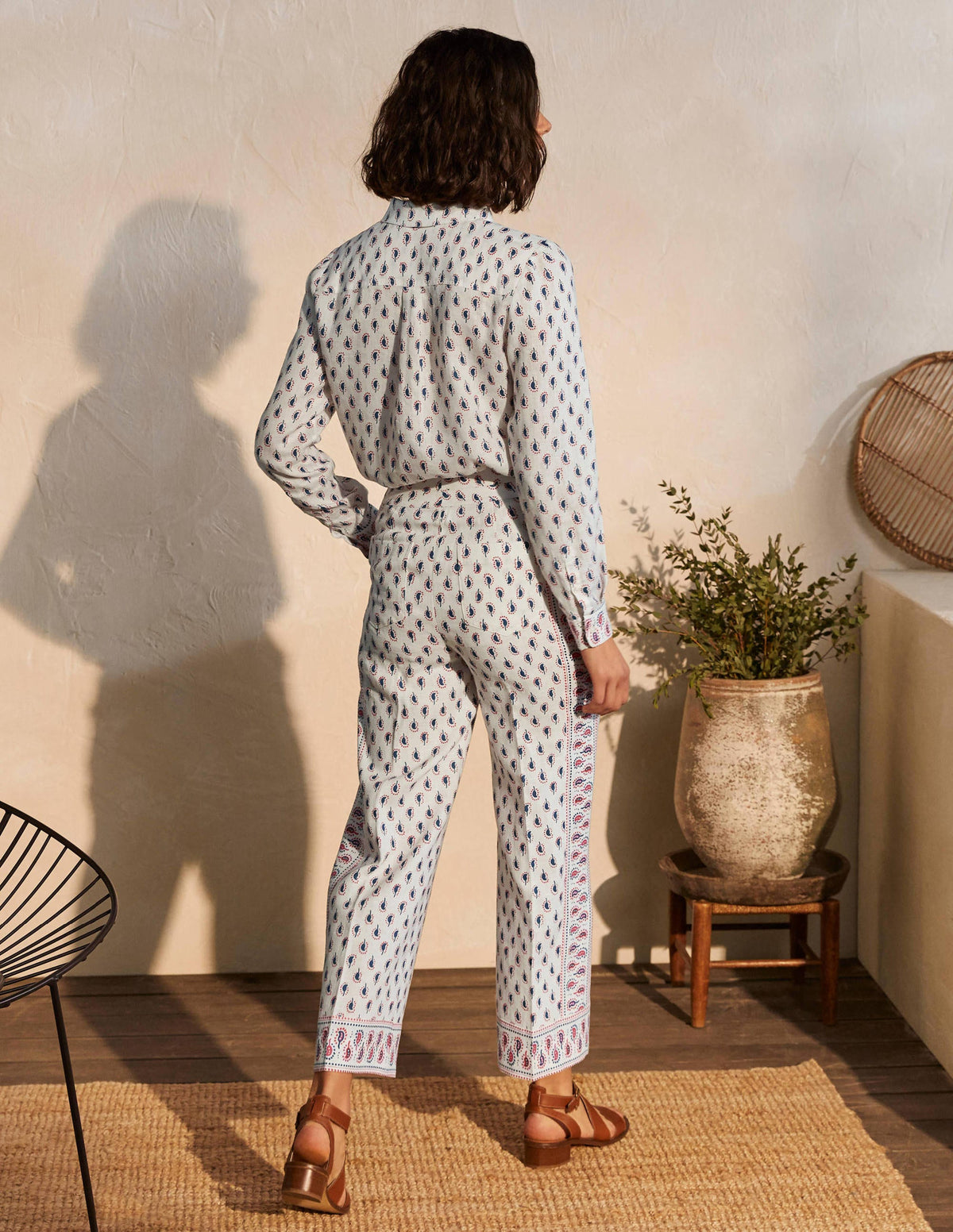 Cornwall Linen Trousers-Ivory, Paisley Stamp - Image 2