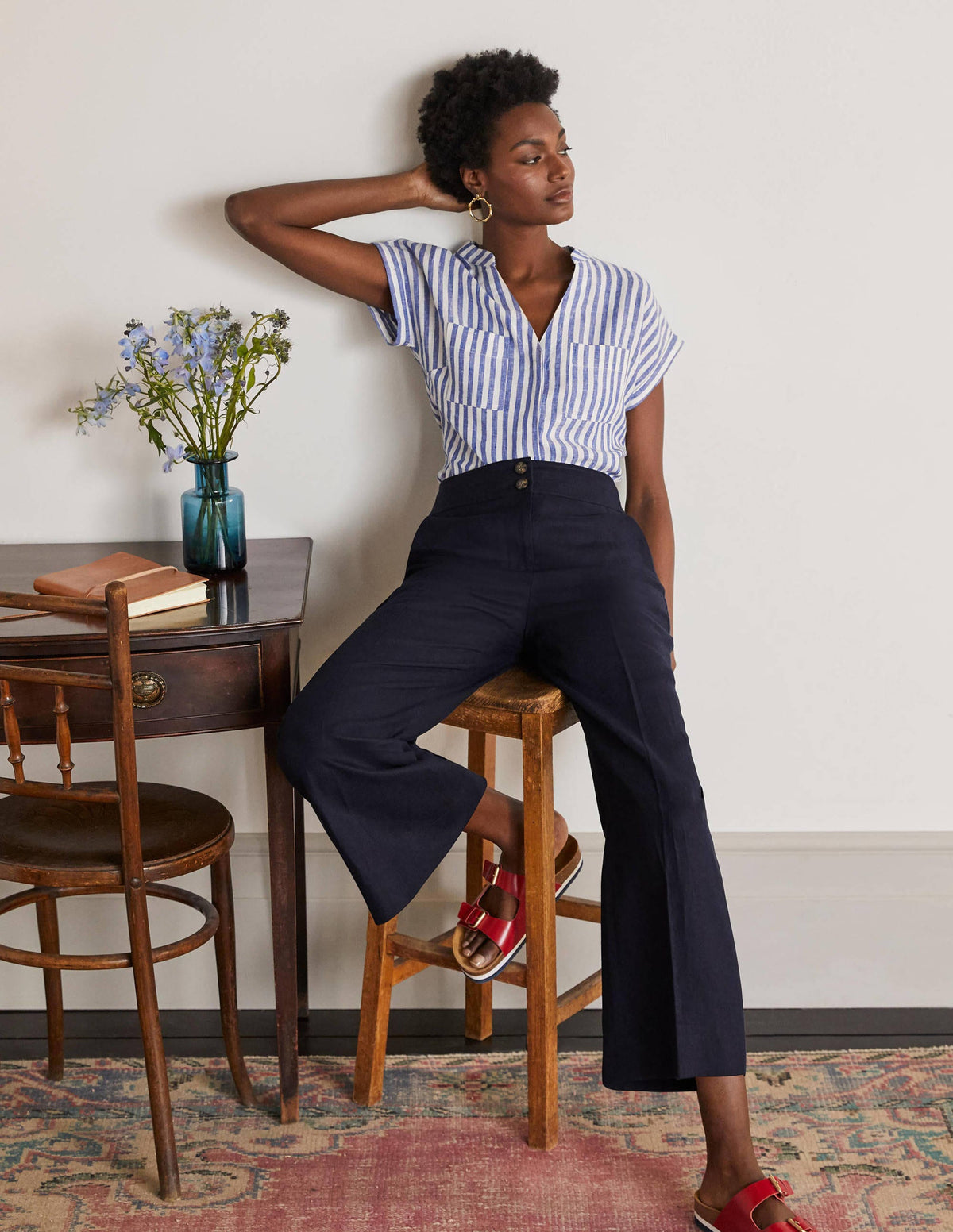 Cornwall Linen Trousers-Navy - Image 4