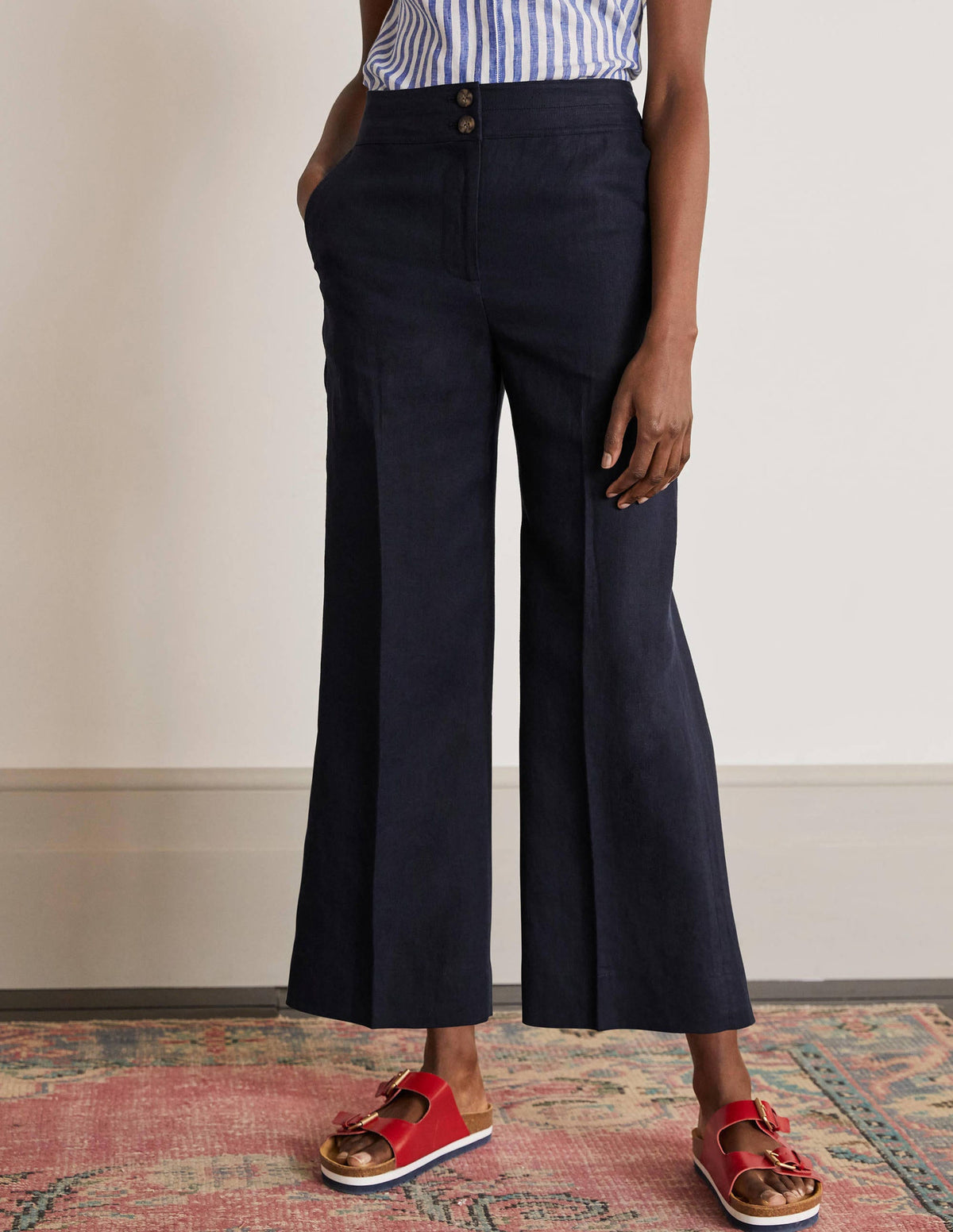 Cornwall Linen Trousers-Navy - Image 1