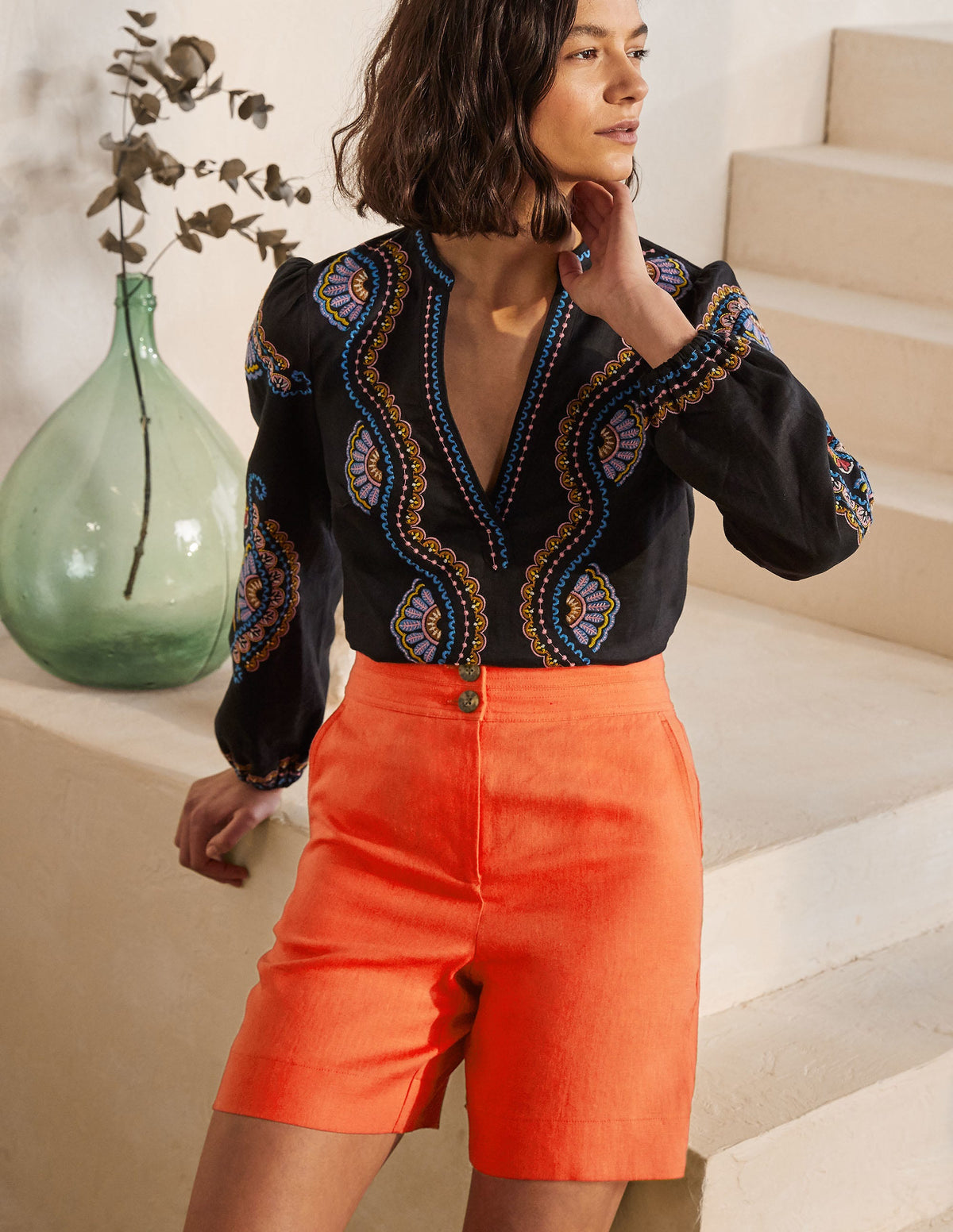 Cornwall Linen Shorts-Satsuma - Image 1