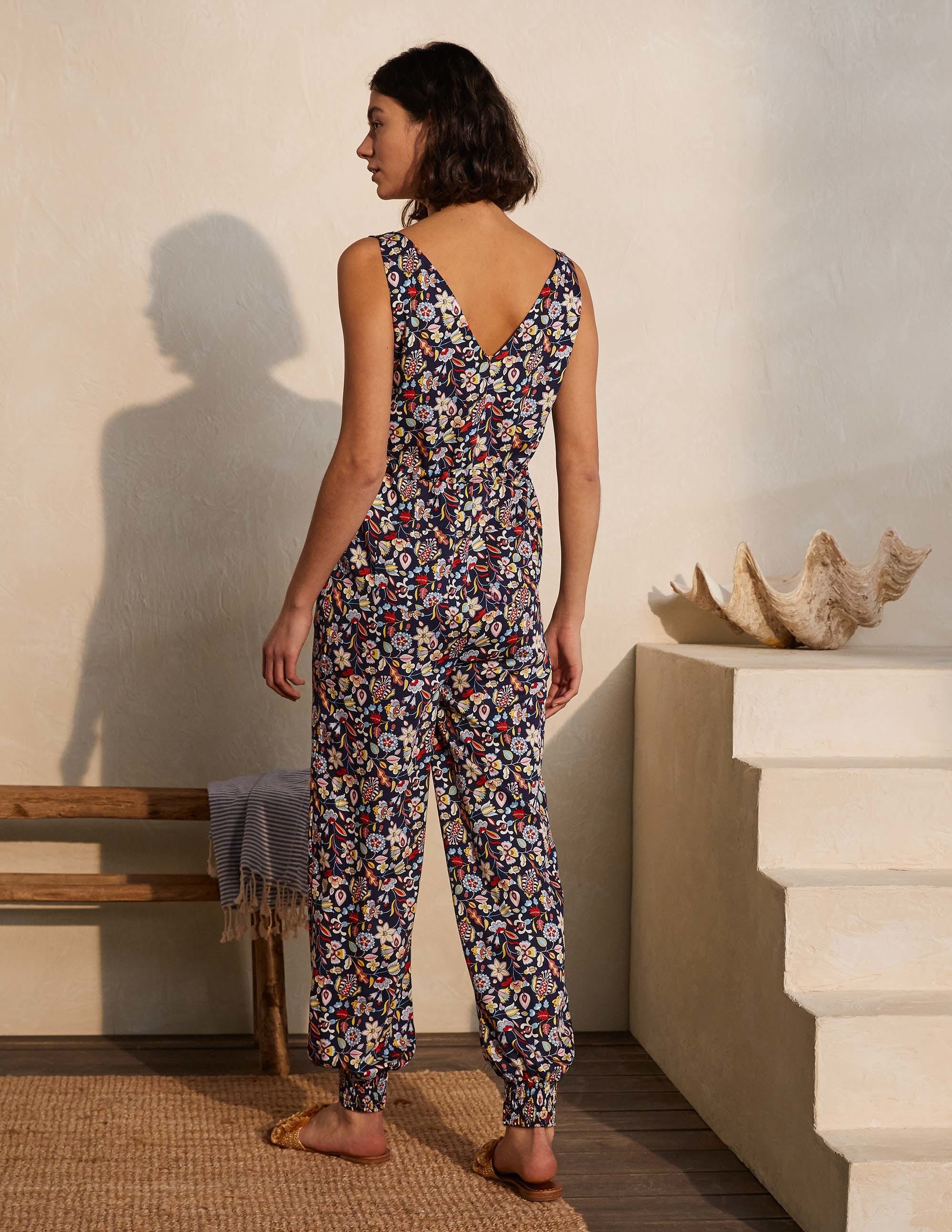 Cecilia Jumpsuit-Navy, Kaleidoscopic Floral - Image 2