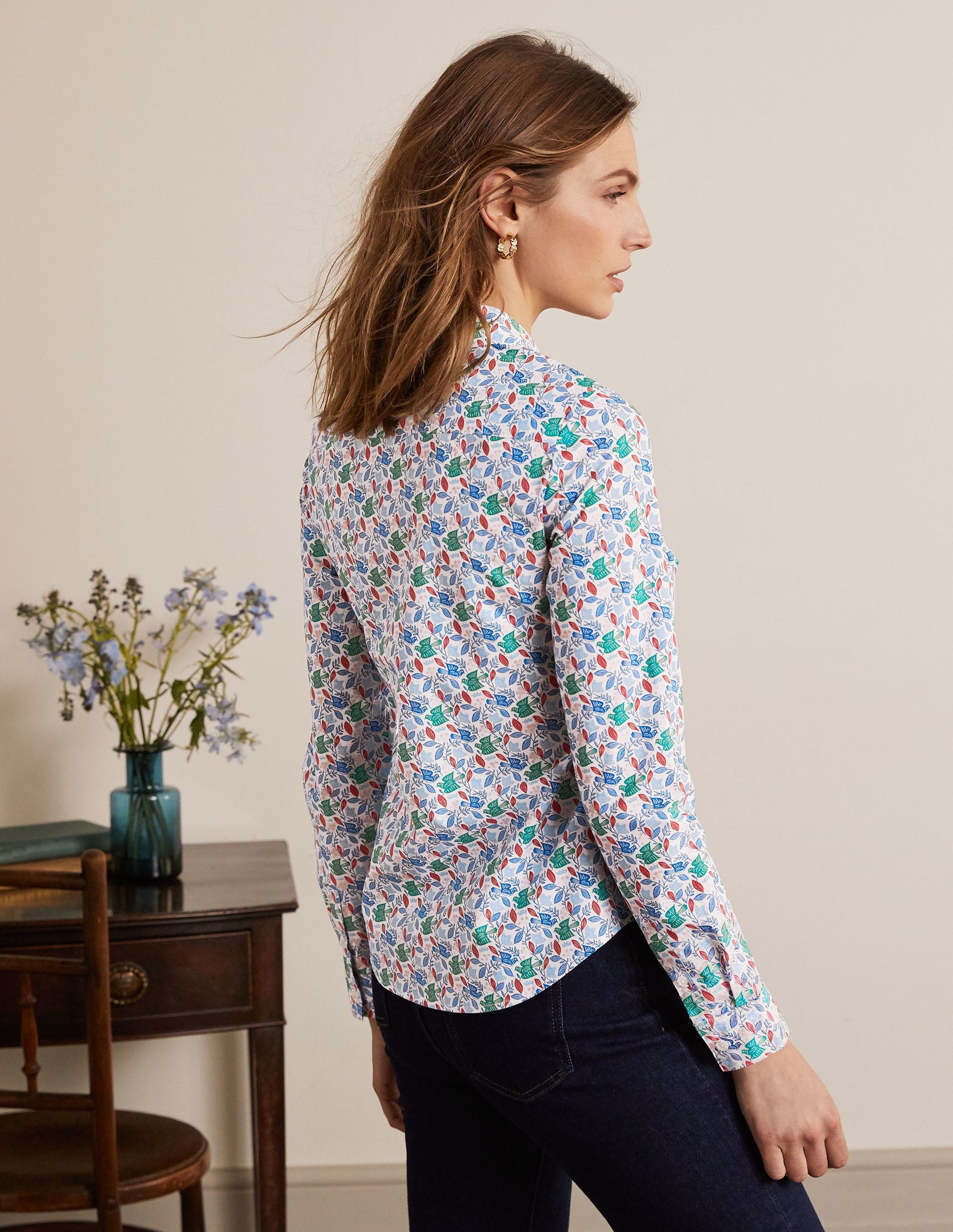 Modern Classic Shirt-Ivory, Meadow Flight-2