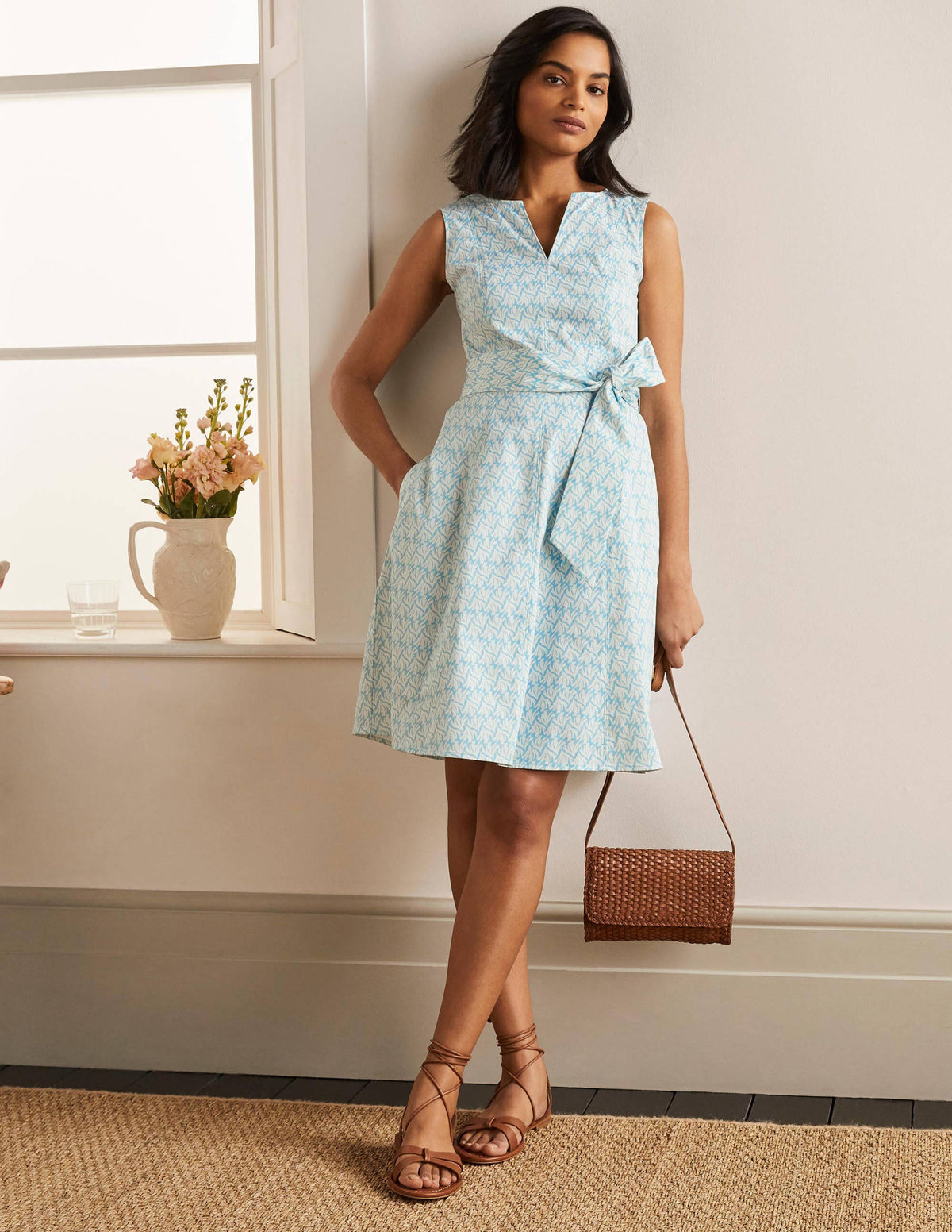 Mischa Belted Dress-Aqua, Swaying Coral - Image 5