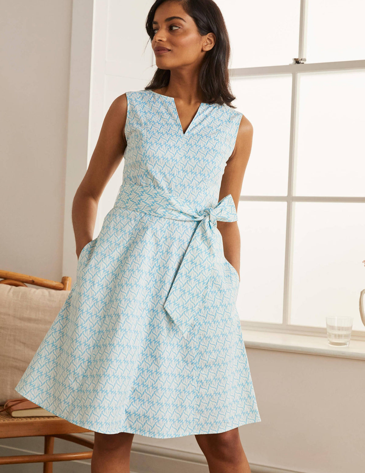 Mischa Belted Dress-Aqua, Swaying Coral-1
