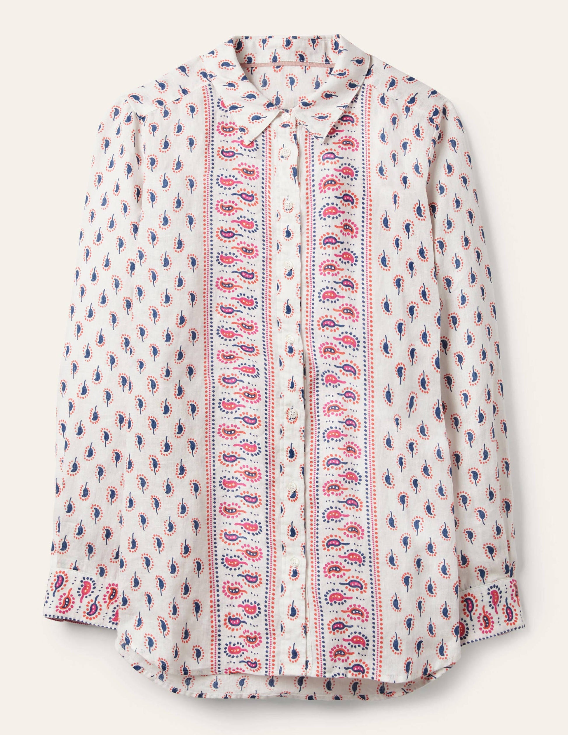 Linen Shirt-Ivory, Paisley Stamp-5