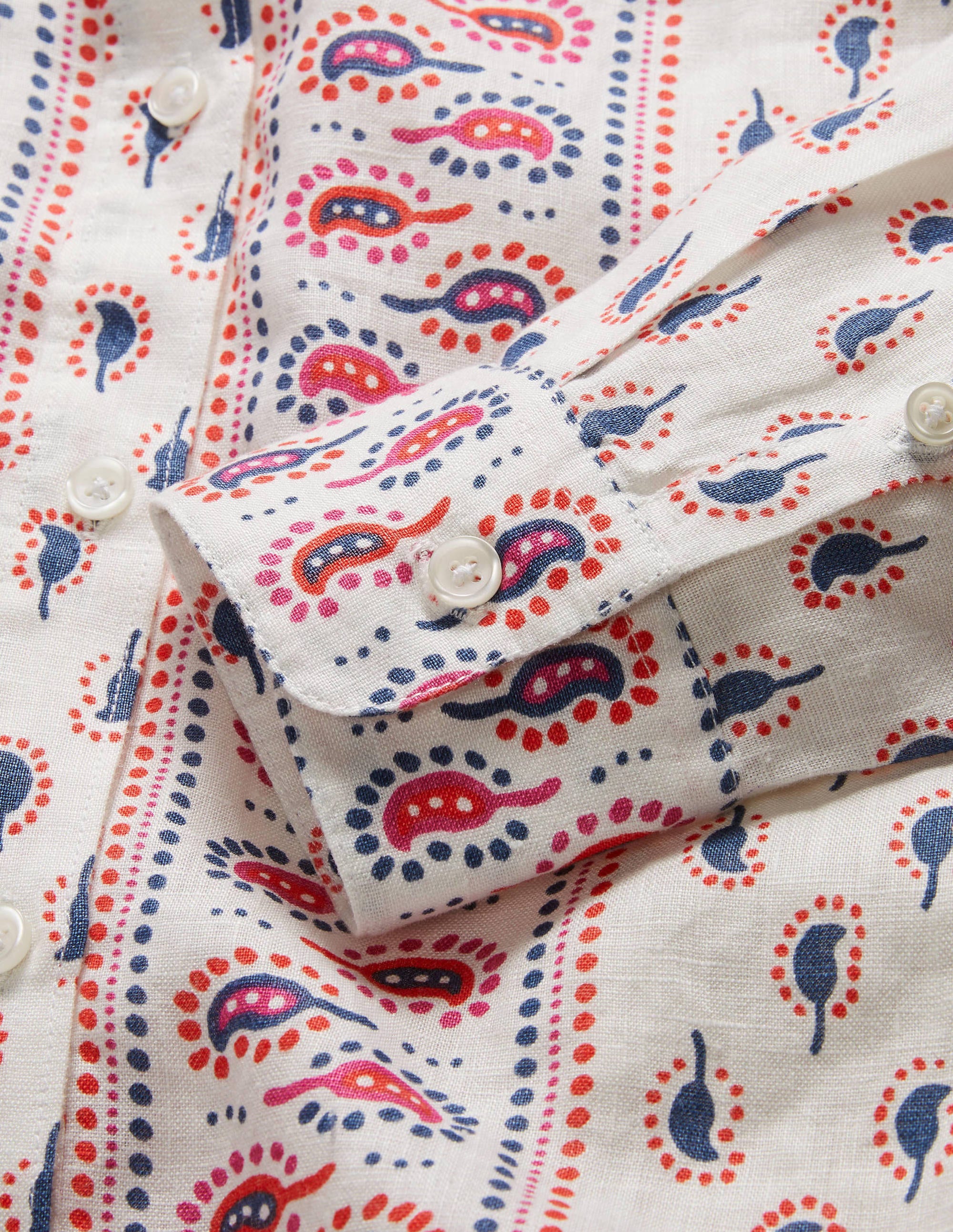 Linen Shirt-Ivory, Paisley Stamp - Image 6