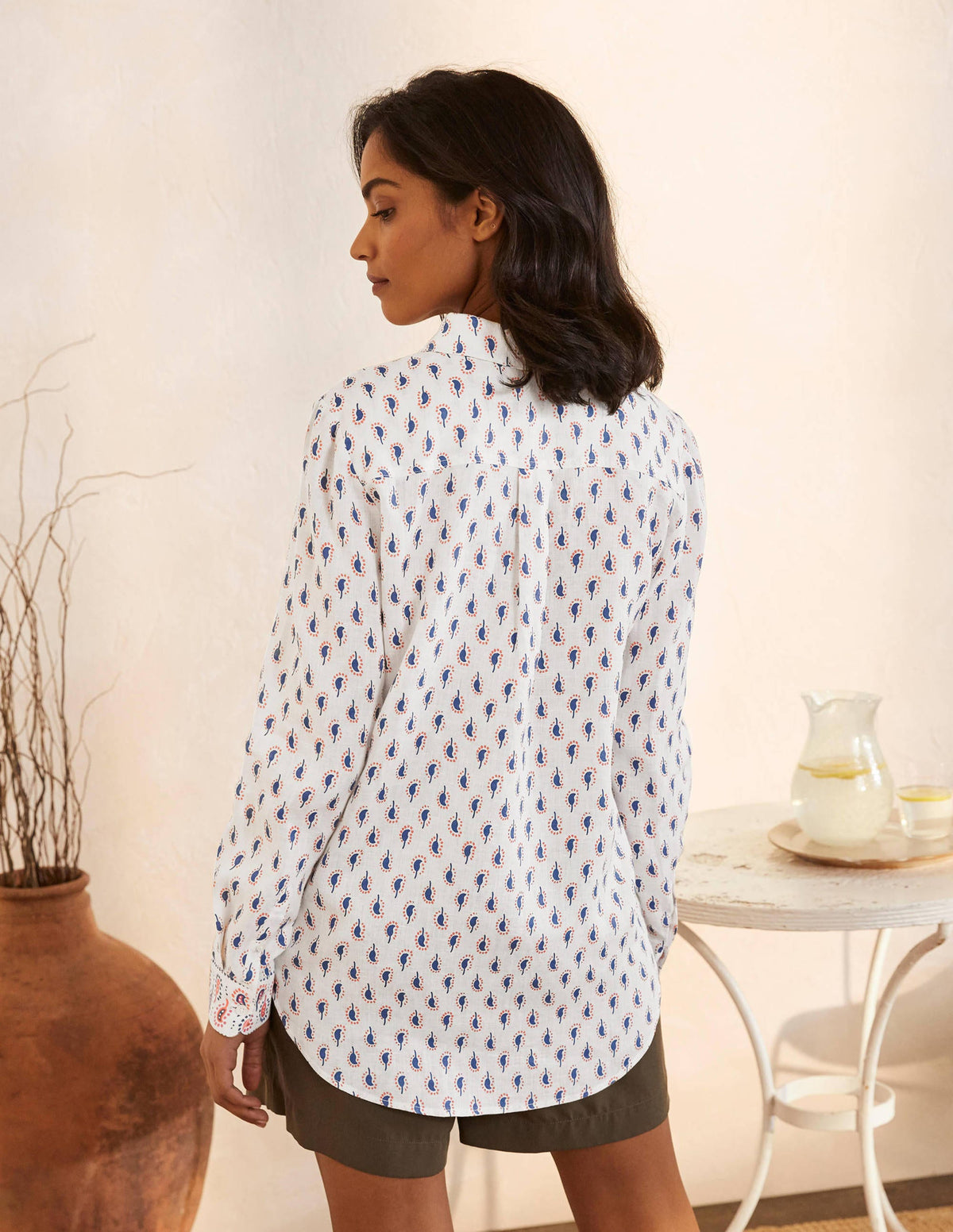 Linen Shirt-Ivory, Paisley Stamp - Image 2