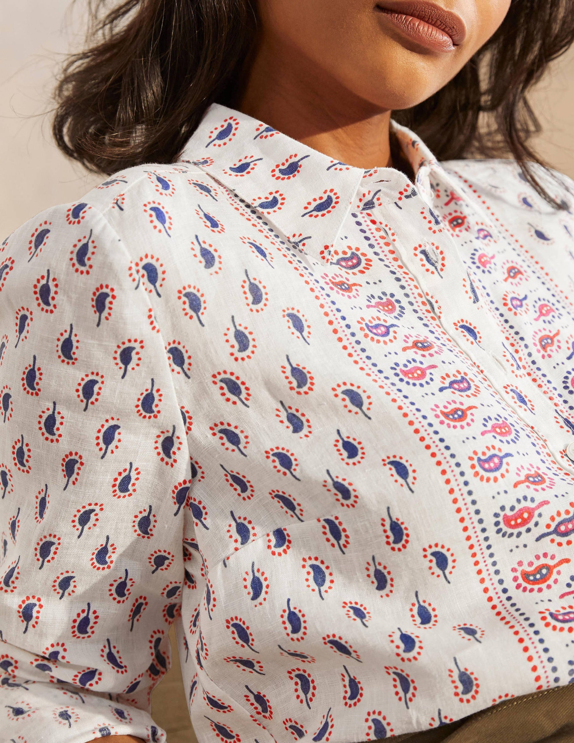 Linen Shirt-Ivory, Paisley Stamp-3
