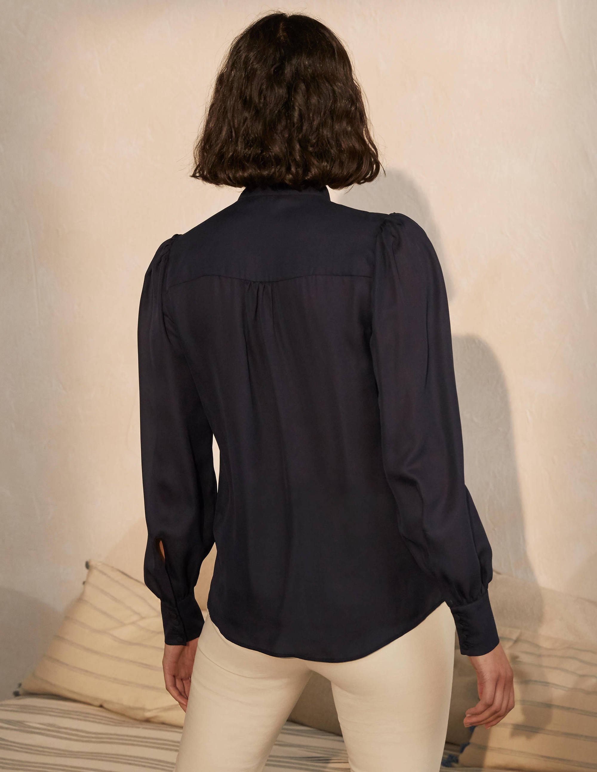 Rosaline Silk Blouse-Navy - Image 2