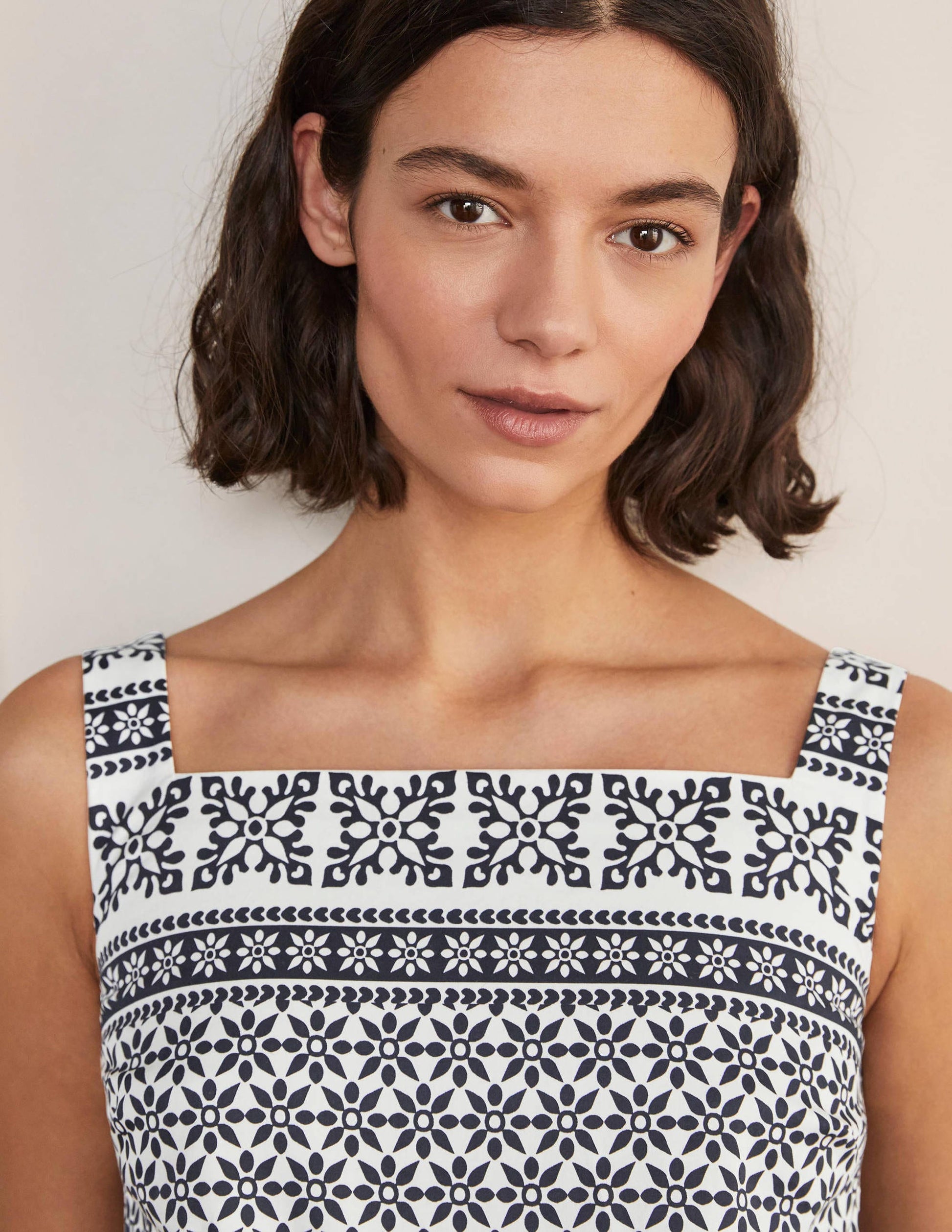 Aubrey Cotton Midi Dress-Ivory, Starflower Tile Border-3