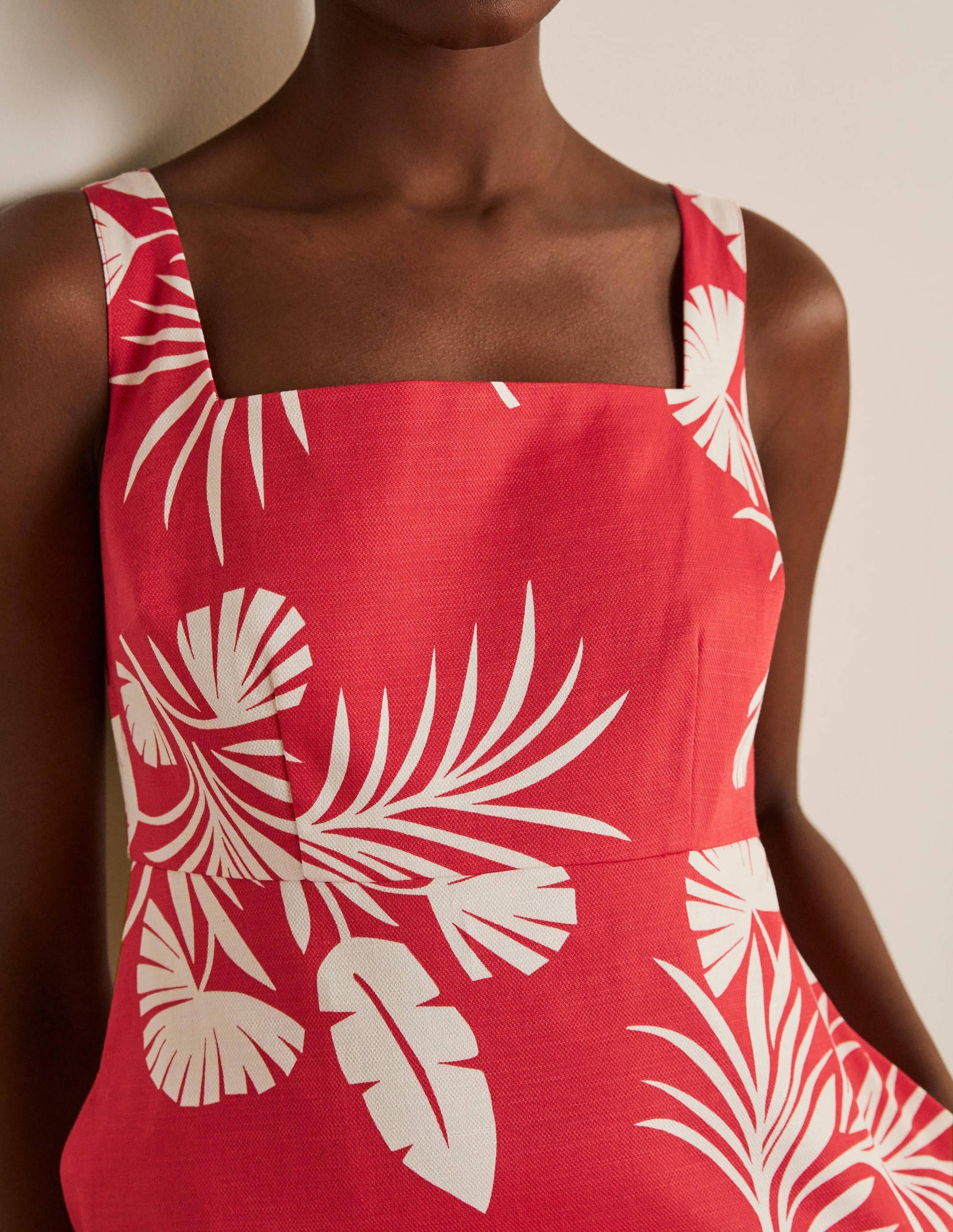 Yolande Shift Dress-Cherry Red, Jungle Bouquet-3