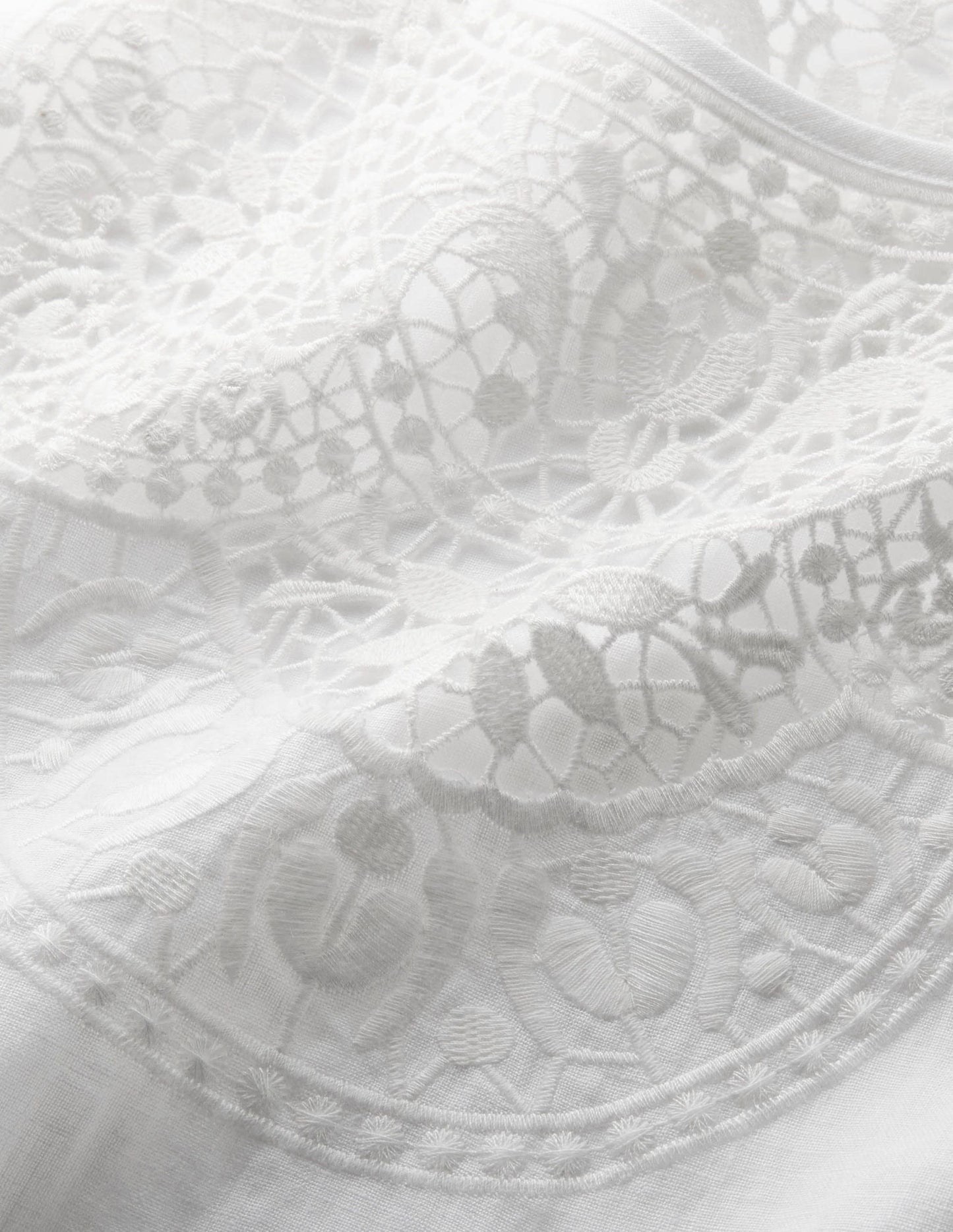 Fleur Embroidered Linen Dress-White