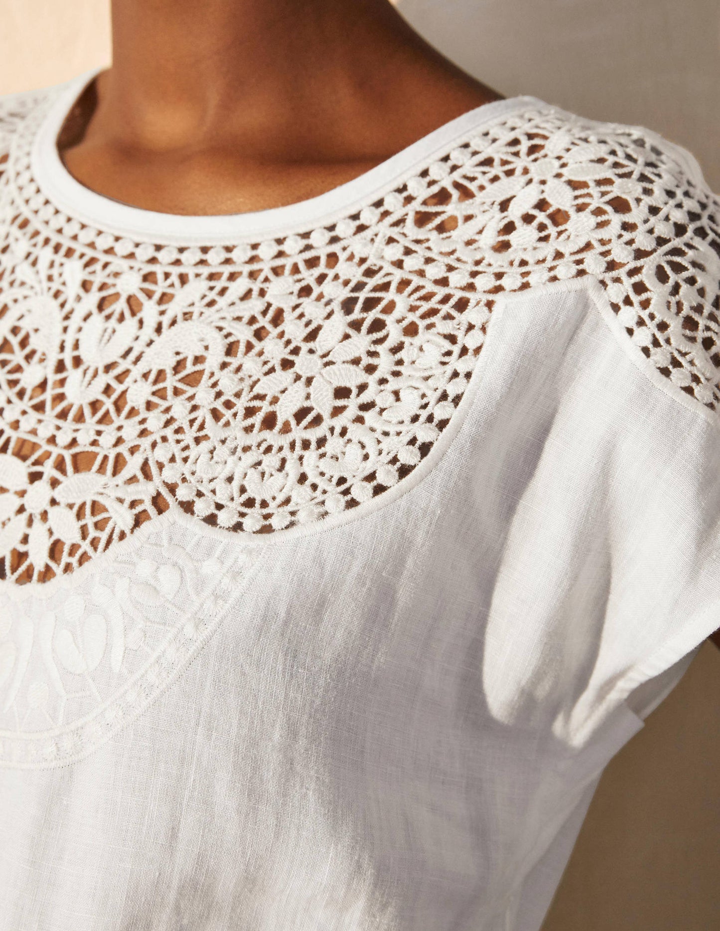 Fleur Embroidered Linen Dress-White