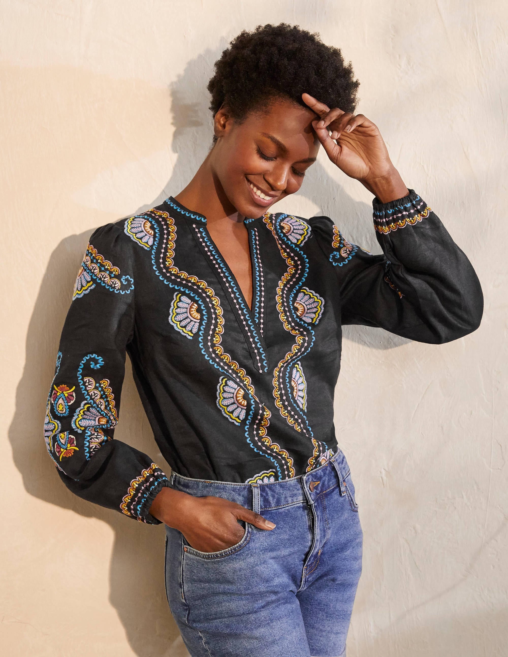 Eden Embroidered Top-Black - Image 1