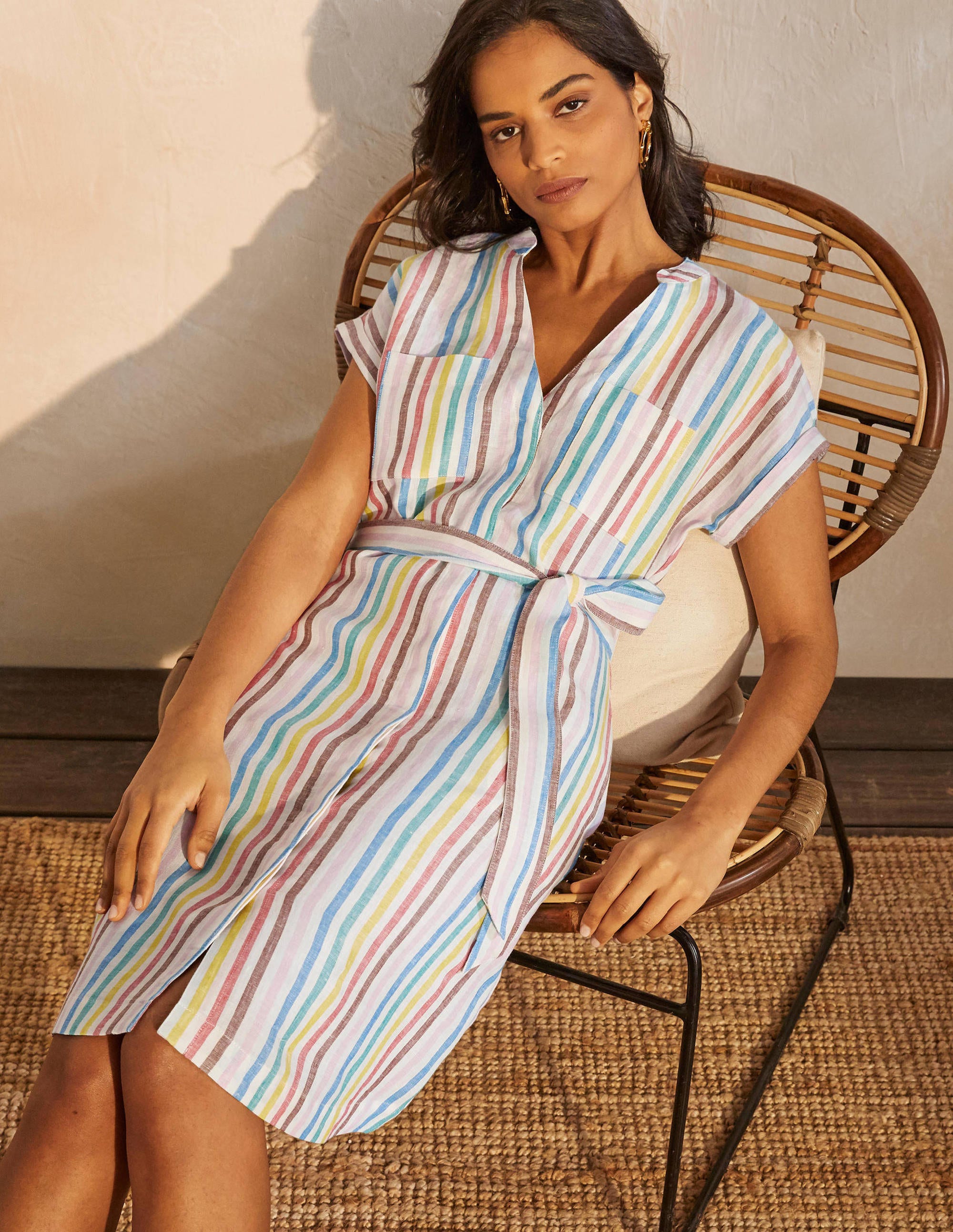 Evie Linen Shirt Dress-Multistripe - Image 5