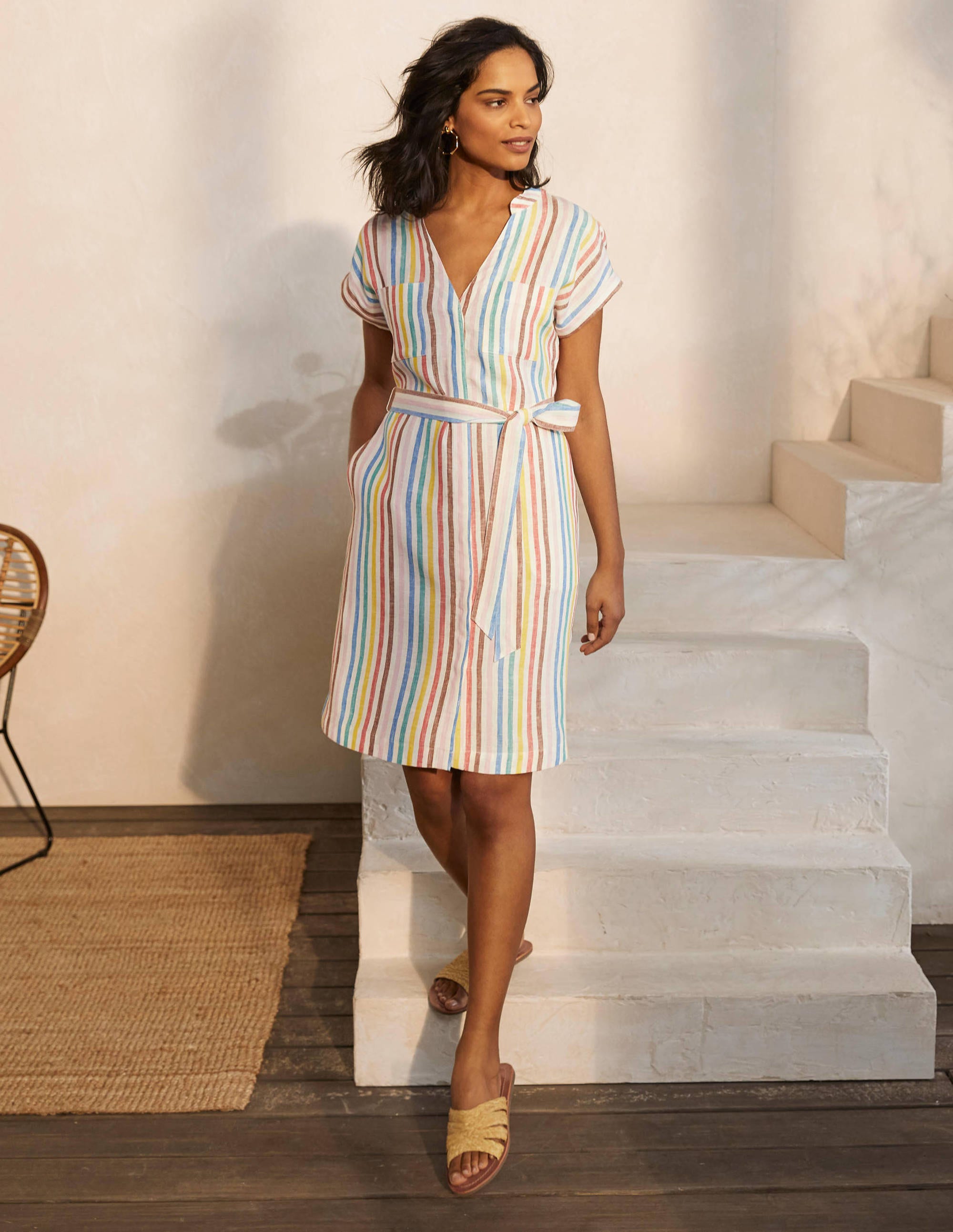 Evie Linen Shirt Dress-Multistripe - Image 1