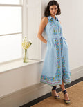 Kate Linen Shirt Dress-Moroccan Blue Stripe