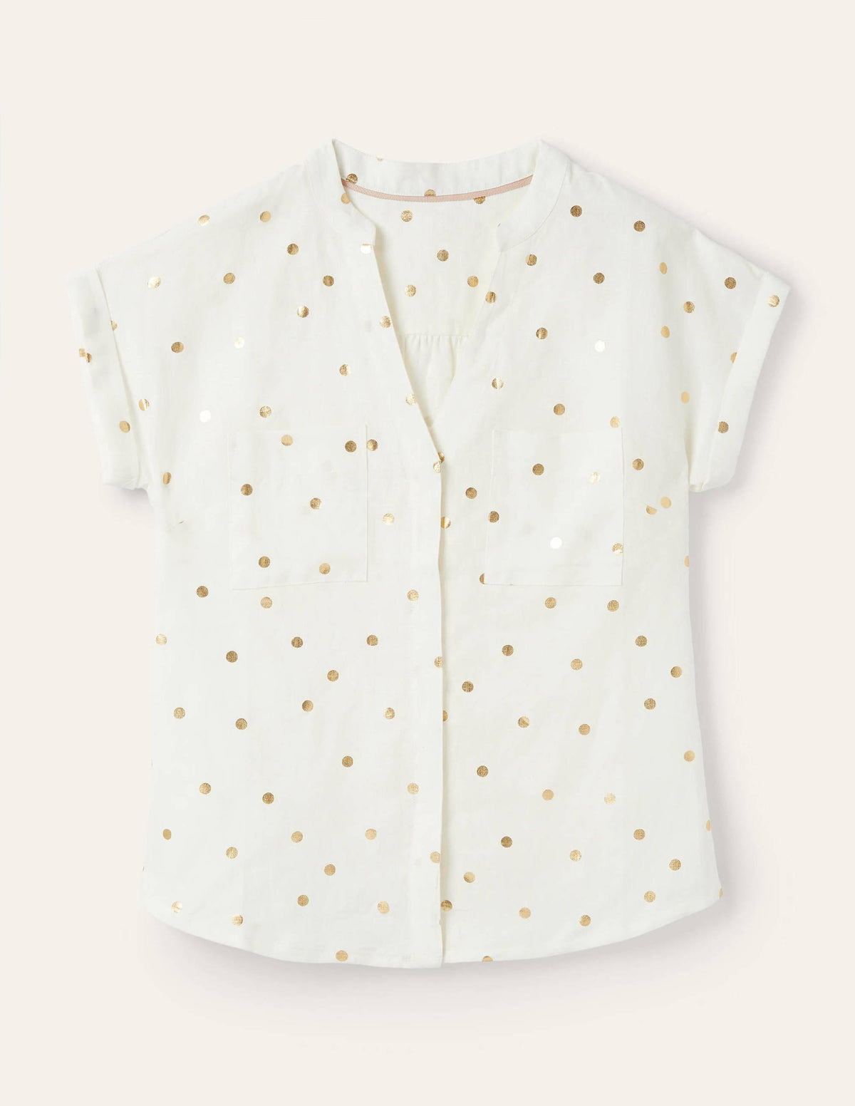 Evie Linen Shirt-Ivory, Polka Dot-6