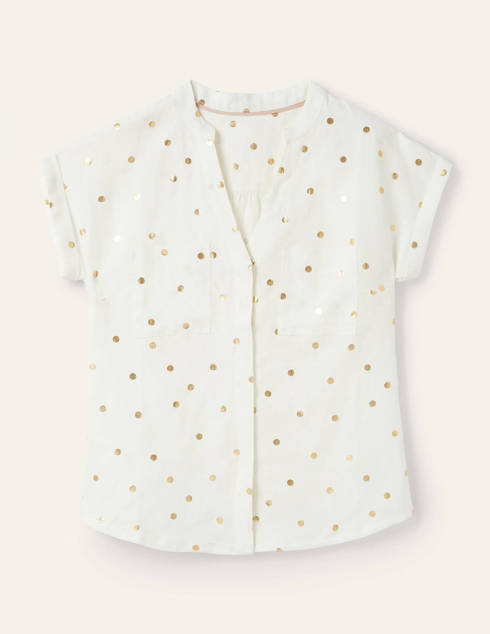 Evie Linen Shirt-Ivory, Polka Dot - Image 6