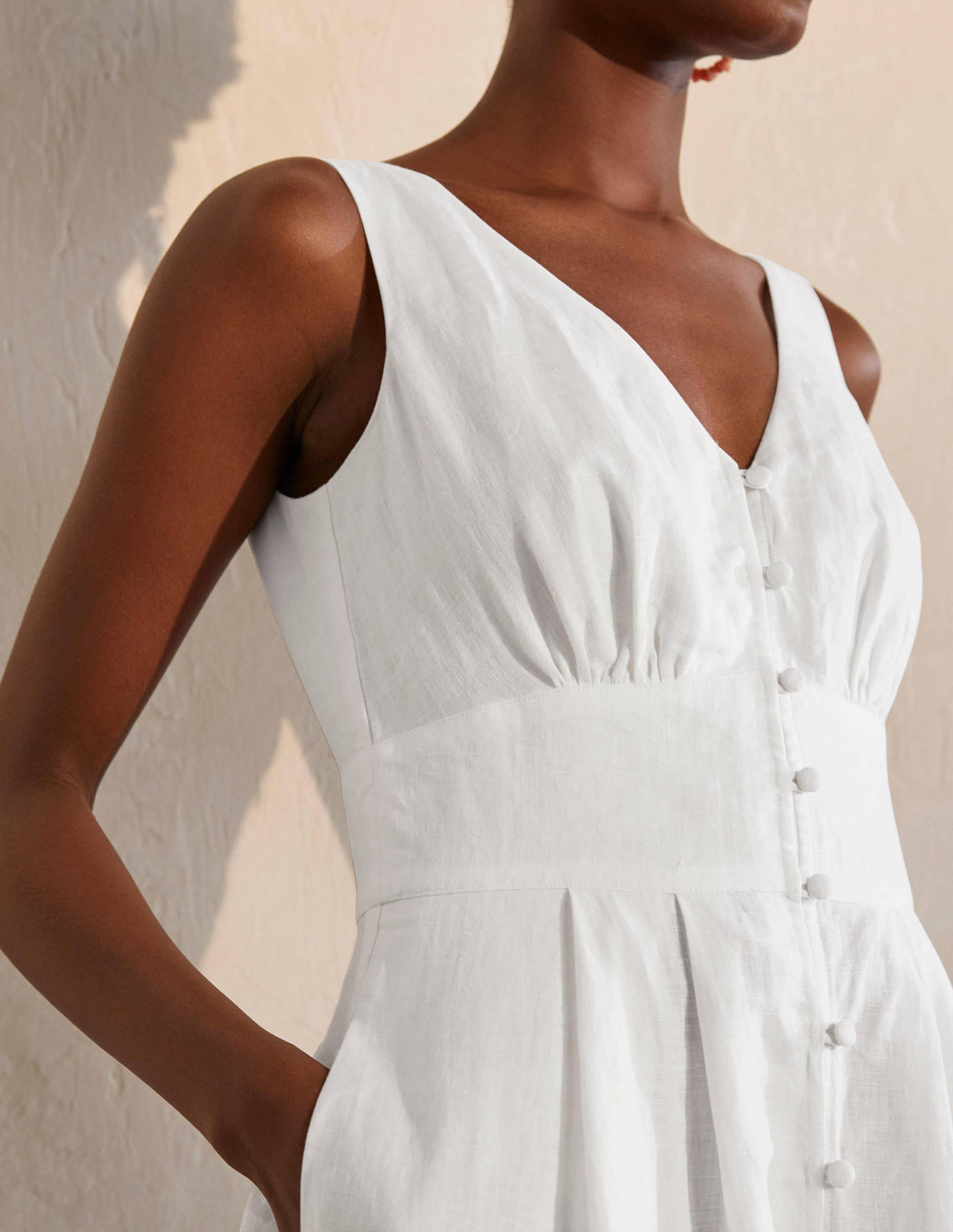 Jemima Linen Midi Dress-White-3