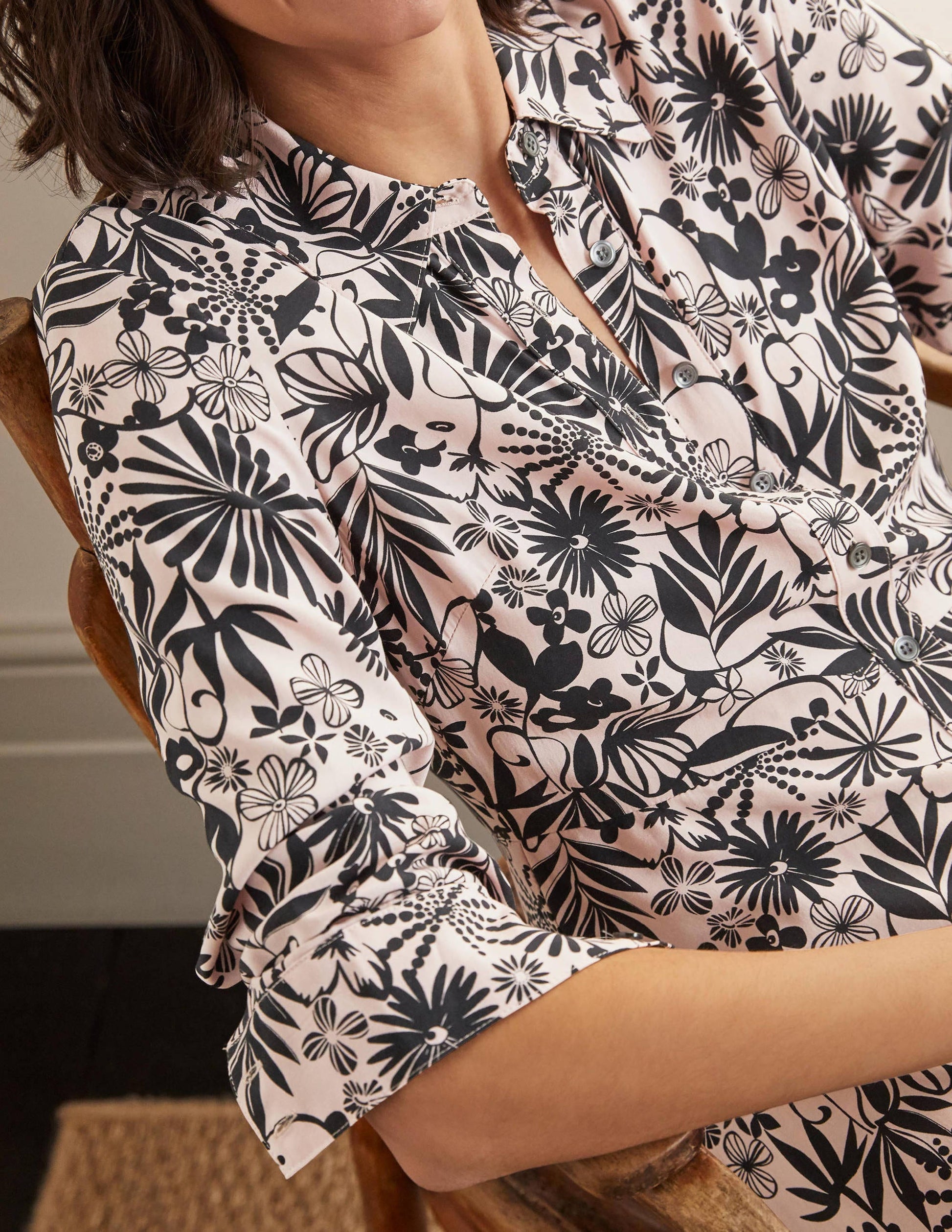 Cecile Midi Shirt Dress-Milkshake, Enchanting Floral-3