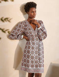 Bridget Belted Linen Dress-Ivory and Azalea, Flora Tile