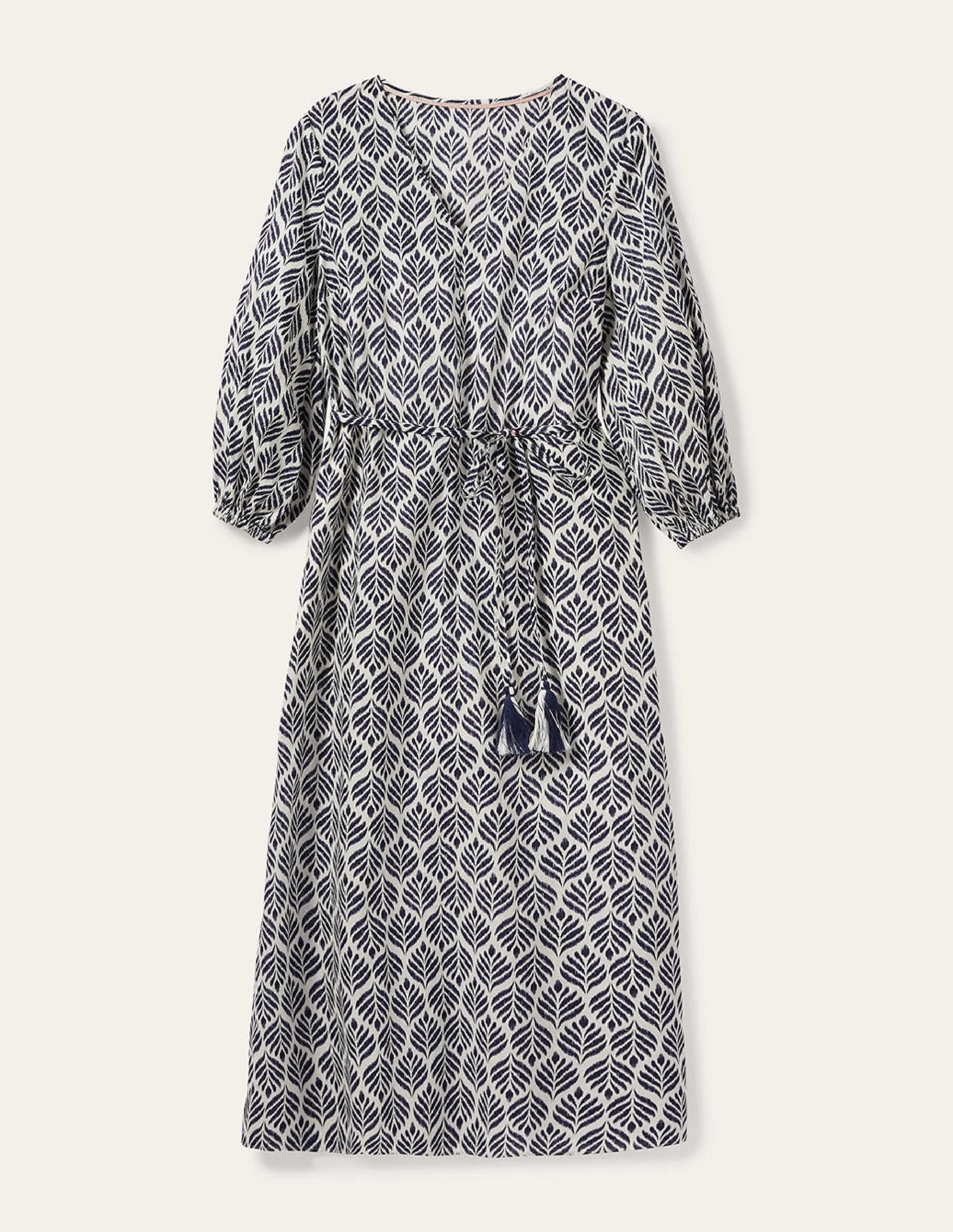 Daria Cotton Midi Dress-Ivory, Palm Tile - Image 5