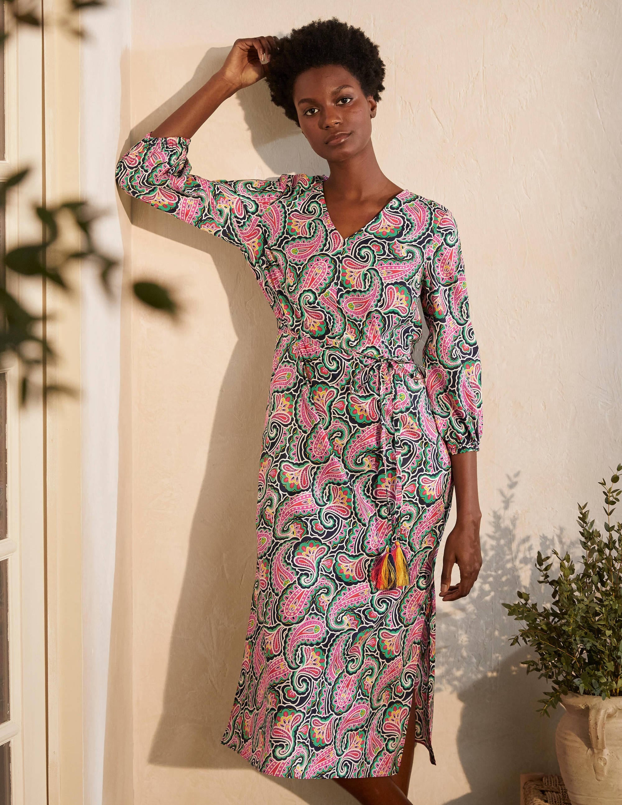 Daria Cotton Midi Dress-Navy, Summer Paisley - Image 1