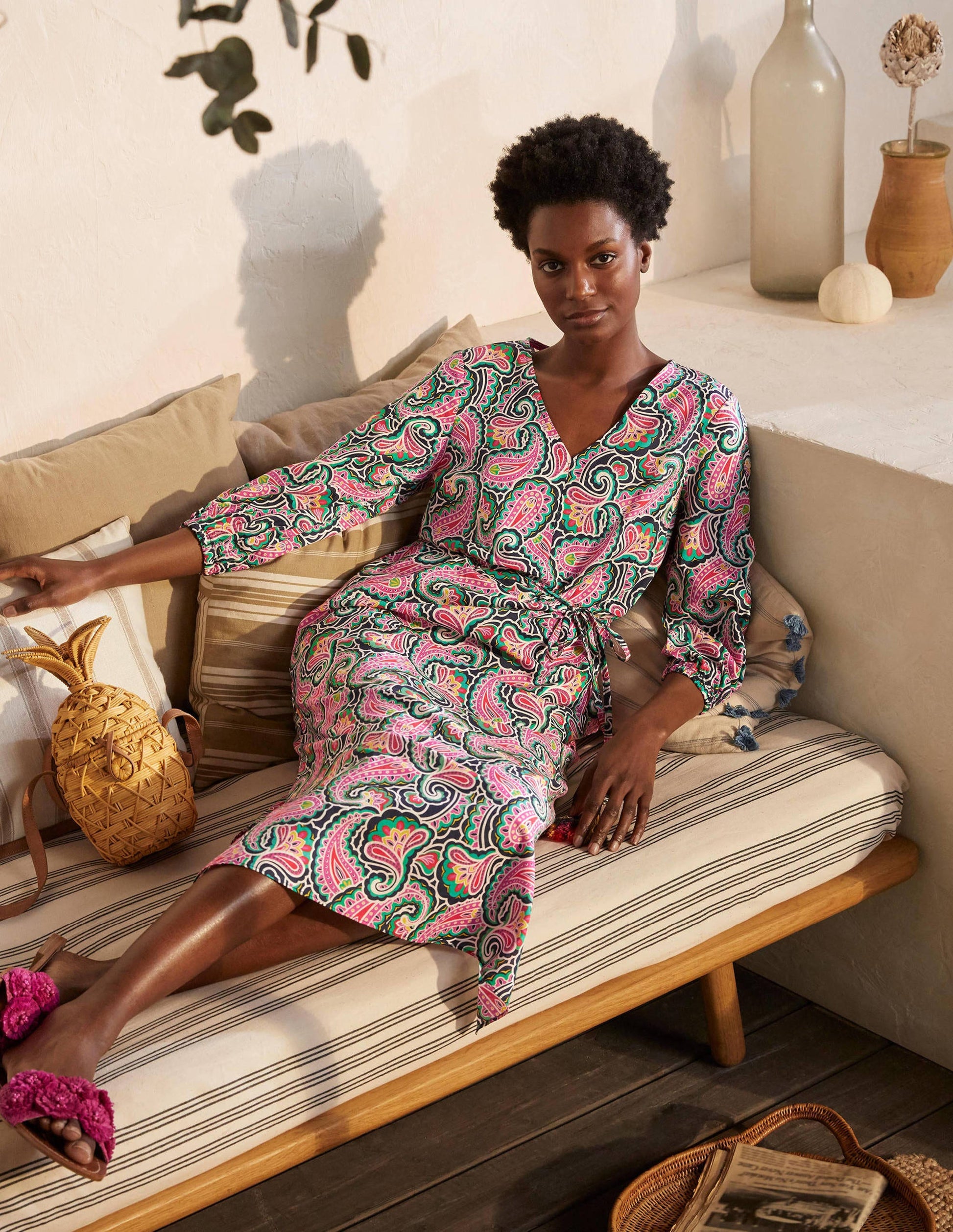 Daria Cotton Midi Dress-Navy, Summer Paisley-4